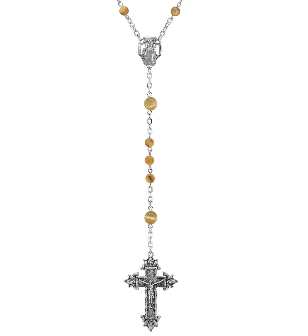 Symbols Of Faith Beaded Crucifix Rosary Necklace