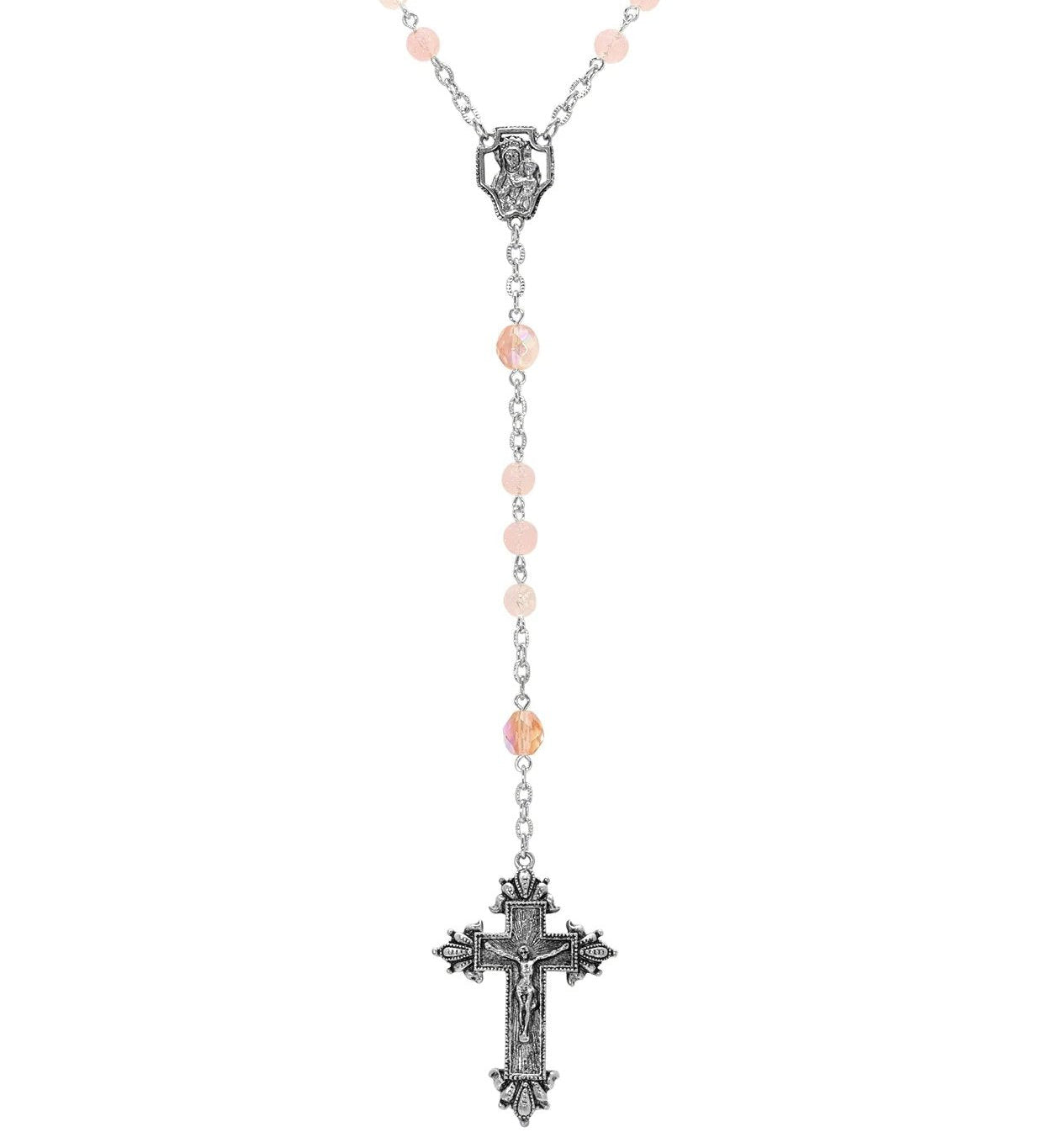Symbols Of Faith Beaded Crucifix Rosary Necklace