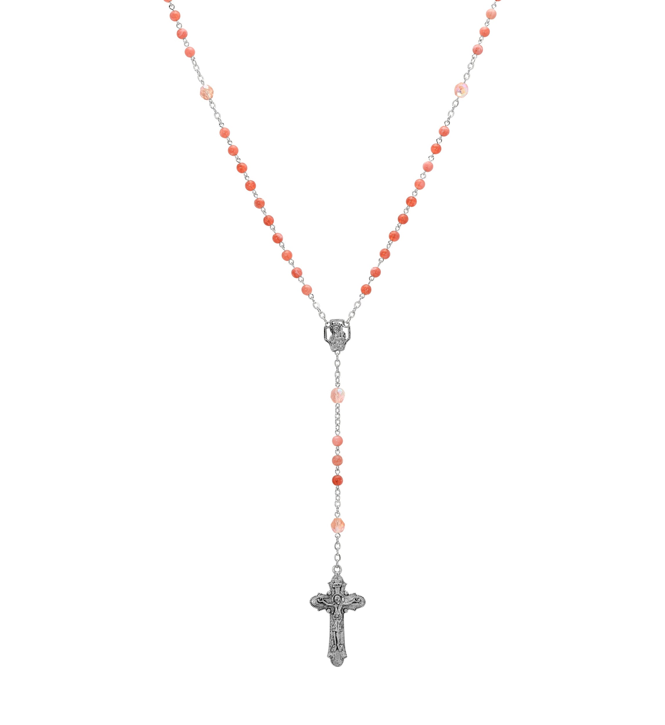 Symbols Of Faith Beaded Crucifix Rosary Necklace