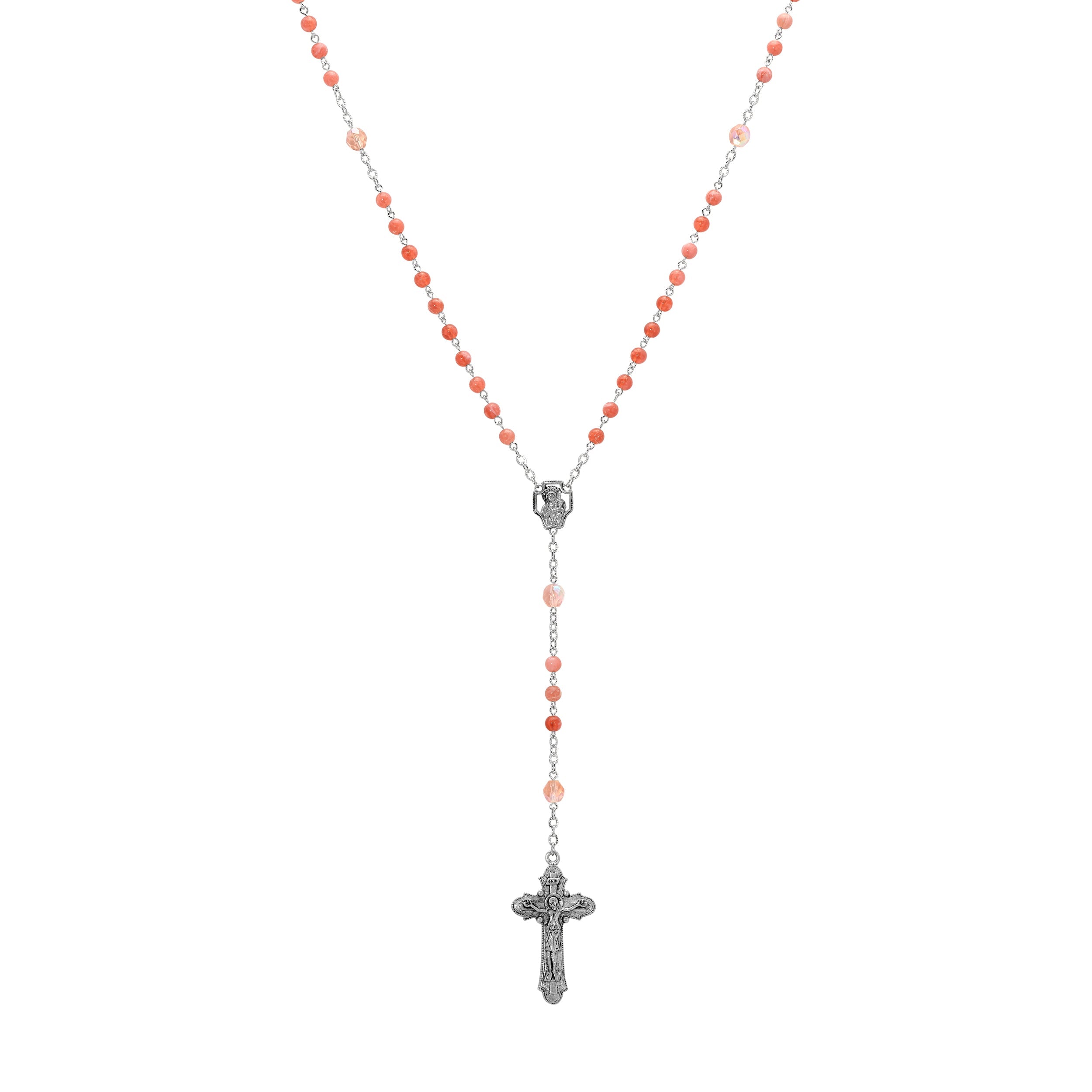 Symbols Of Faith Beaded Crucifix Rosary Necklace
