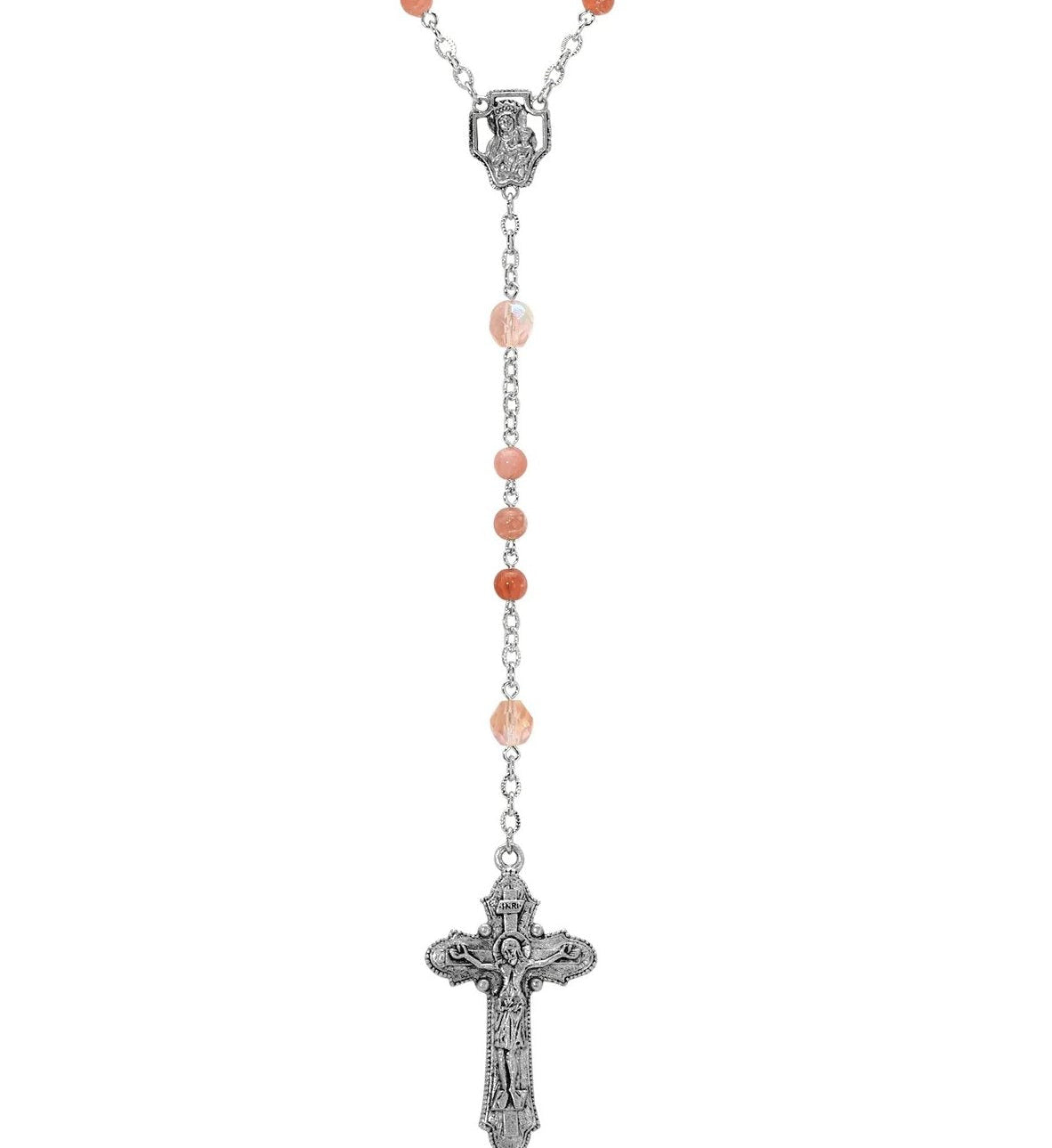 Symbols Of Faith Beaded Crucifix Rosary Necklace