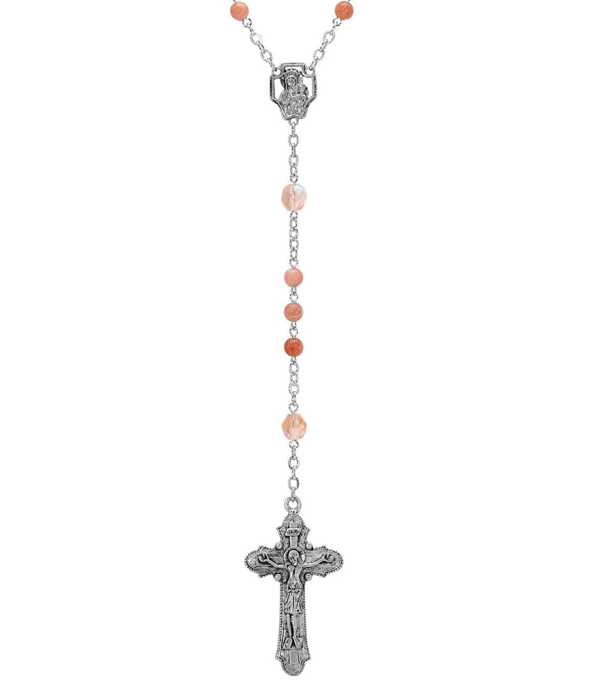 Symbols Of Faith Beaded Crucifix Rosary Necklace