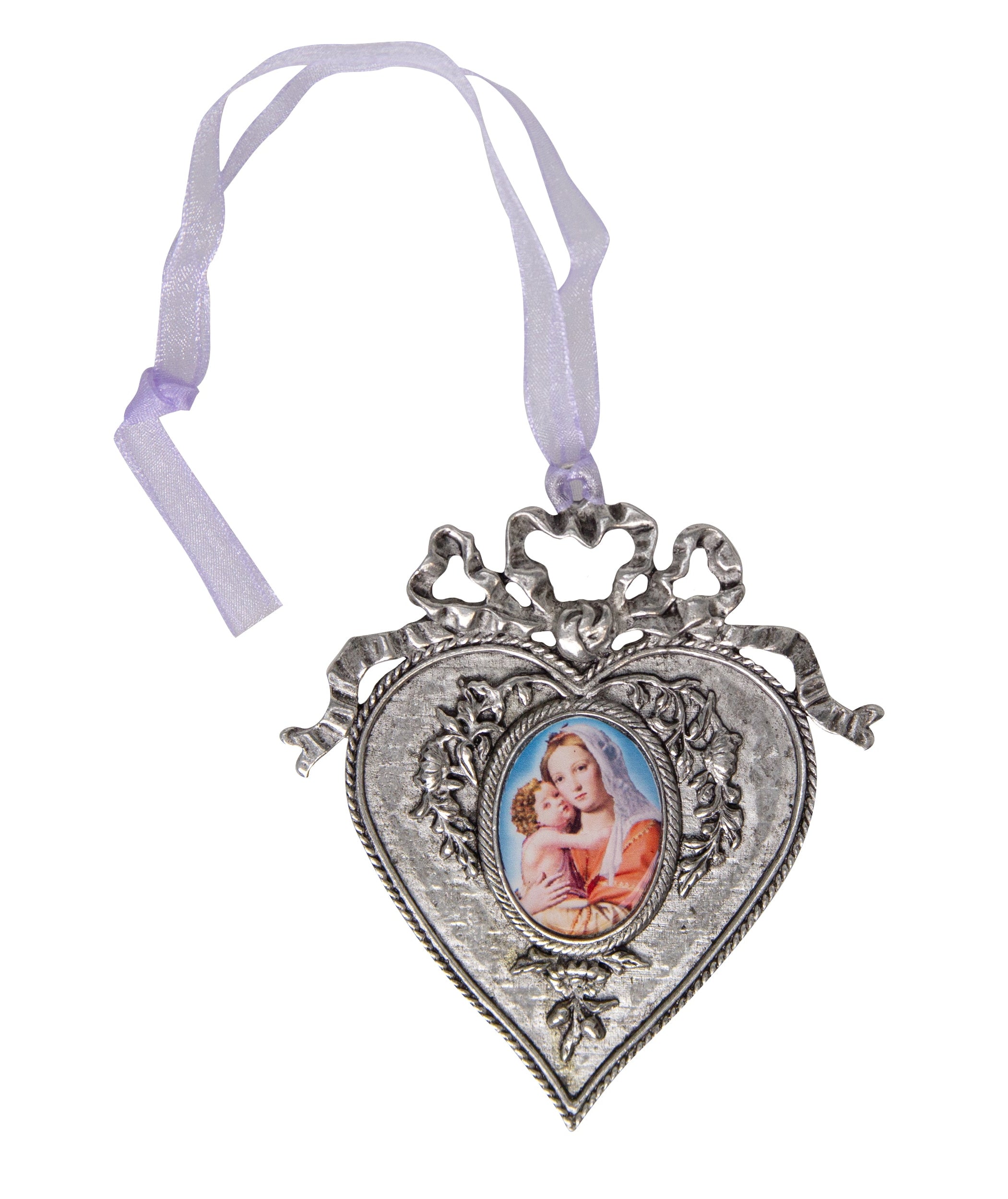 Symbols Of Faith Mary & Child Decal Heart Christmas Tree Ornament