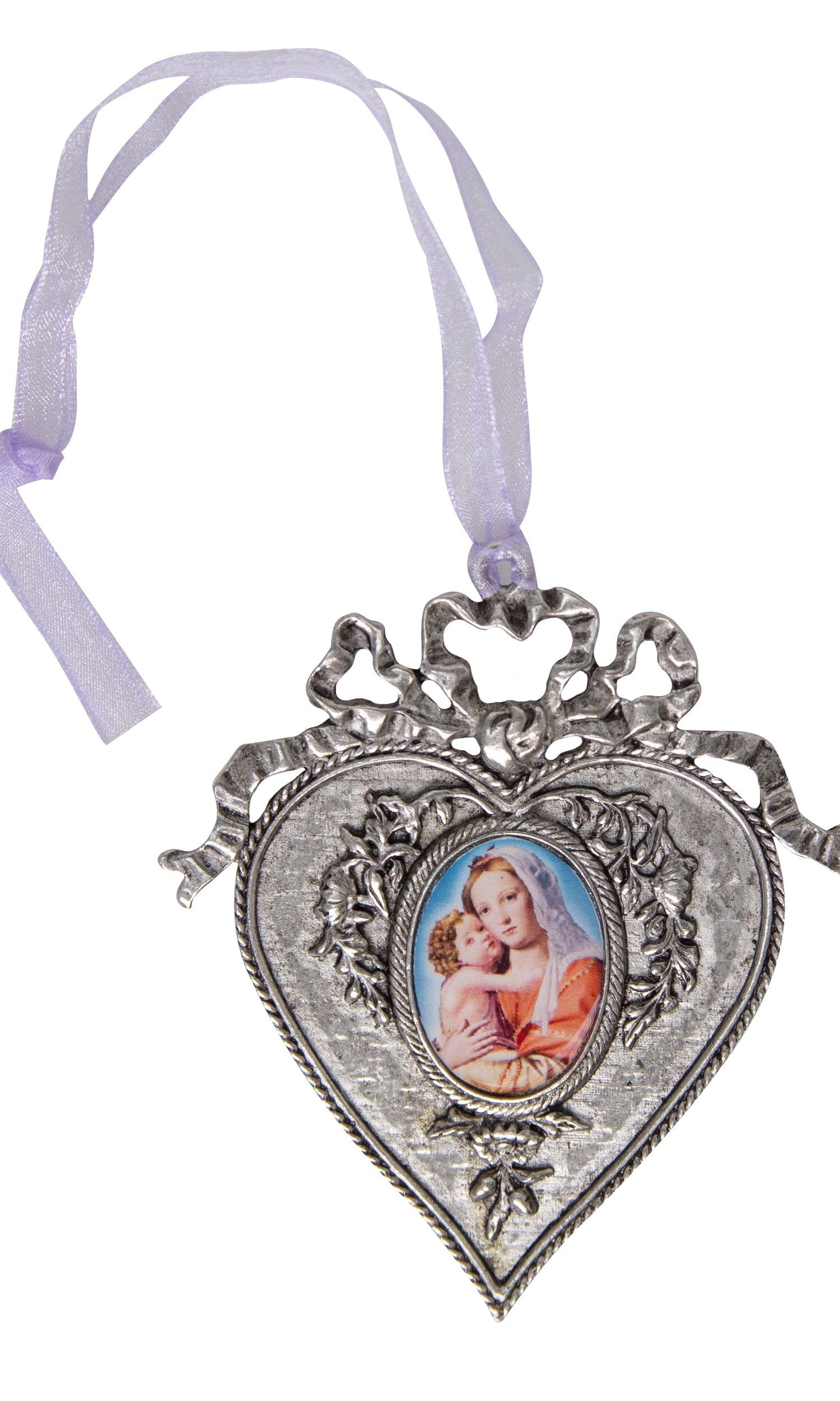 Symbols Of Faith Mary & Child Decal Heart Christmas Tree Ornament