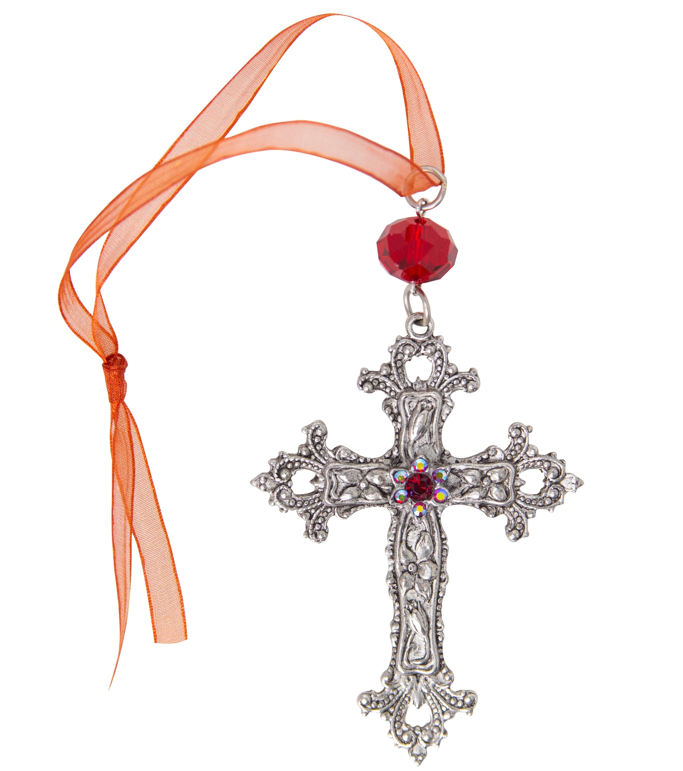 Symbols Of Faith Crystal Flower & Cross Christmas Tree Ornament