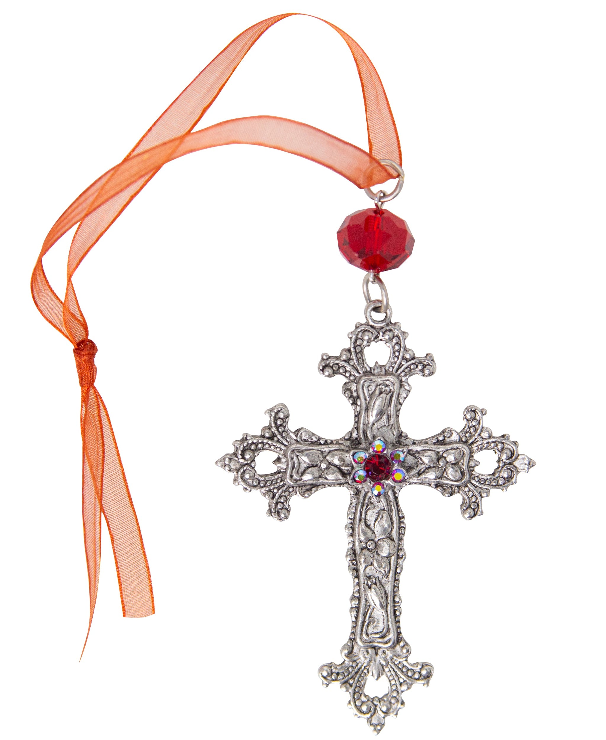 Symbols Of Faith Crystal Flower & Cross Christmas Tree Ornament