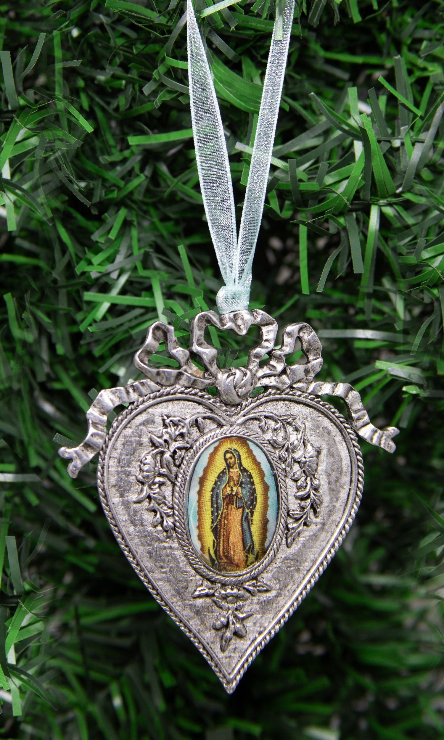 Symbols Of Faith Our Lady Of Guadalupe Decal Heart Christmas Tree Ornament