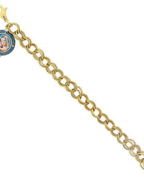 Symbols Of Faith Chain Link Bracelet With Mary And Child Charm