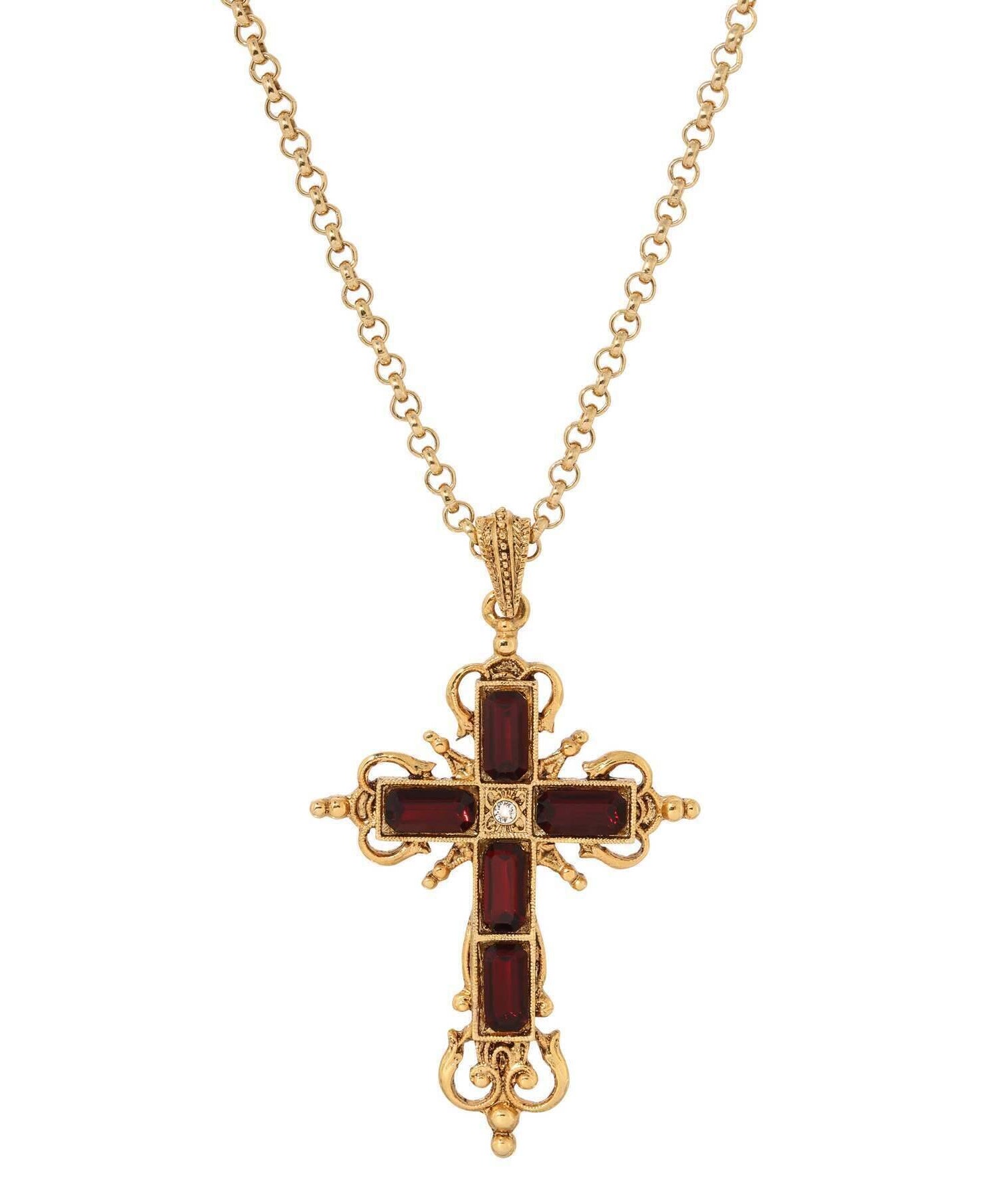 Symbols Of Faith Cavlariae Crystal Cross Pendant Necklace 18" + 3" Extender