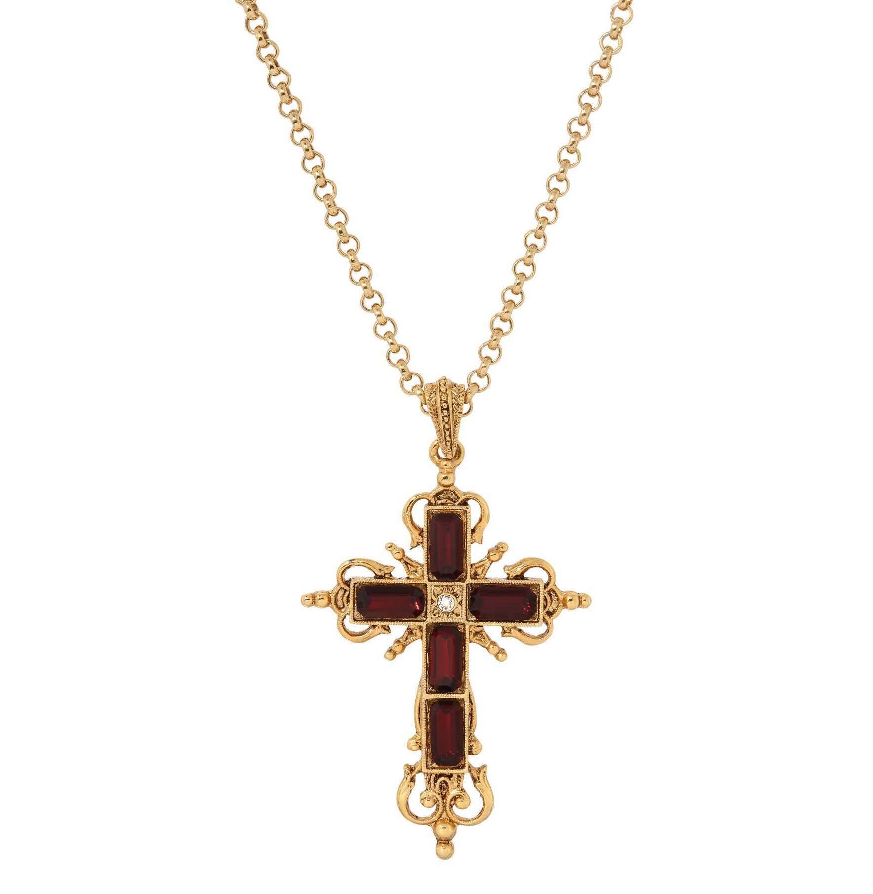 Symbols Of Faith Cavlariae Crystal Cross Pendant Necklace 18" + 3" Extender