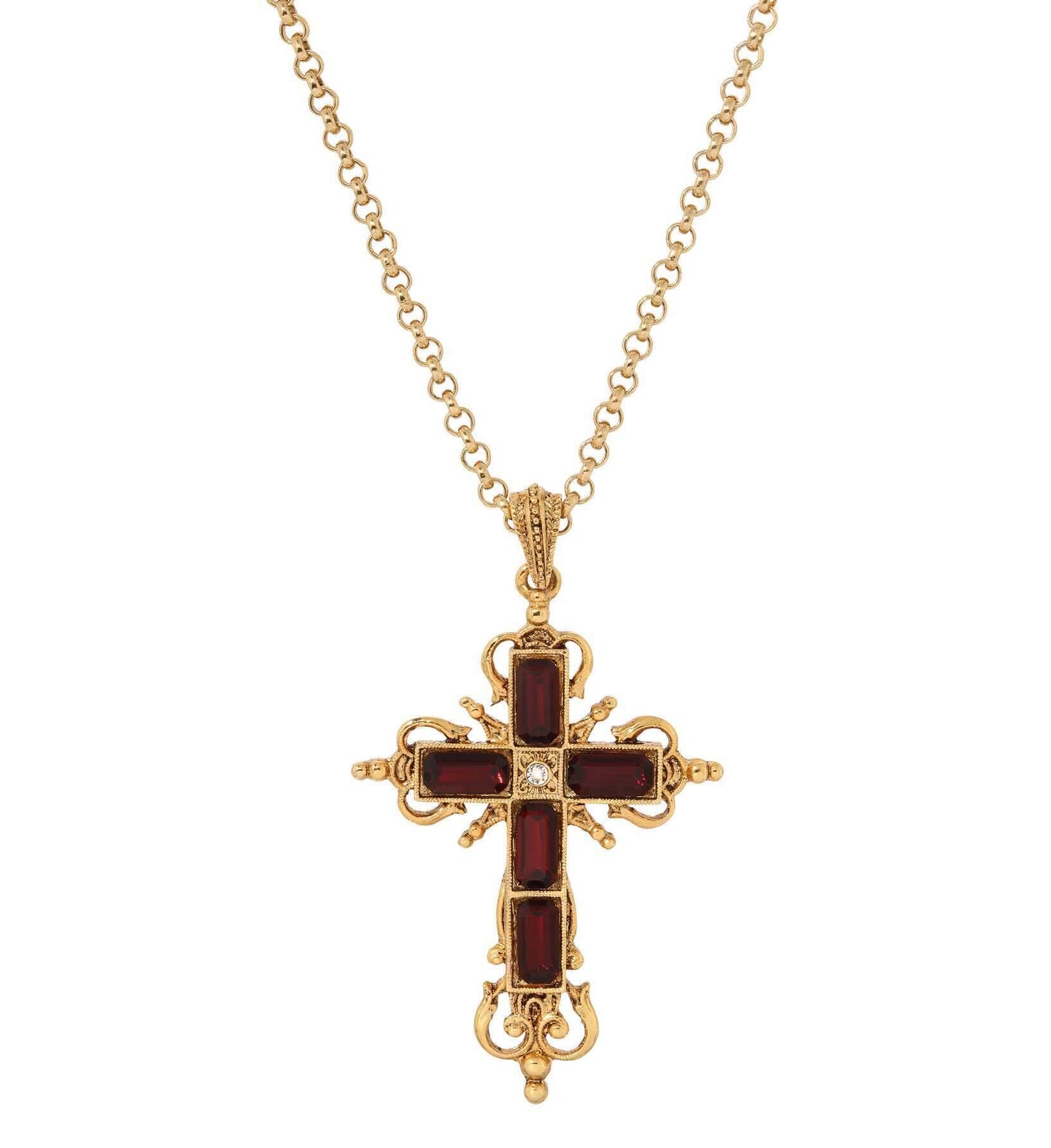 Symbols Of Faith Cavlariae Crystal Cross Pendant Necklace 18" + 3" Extender