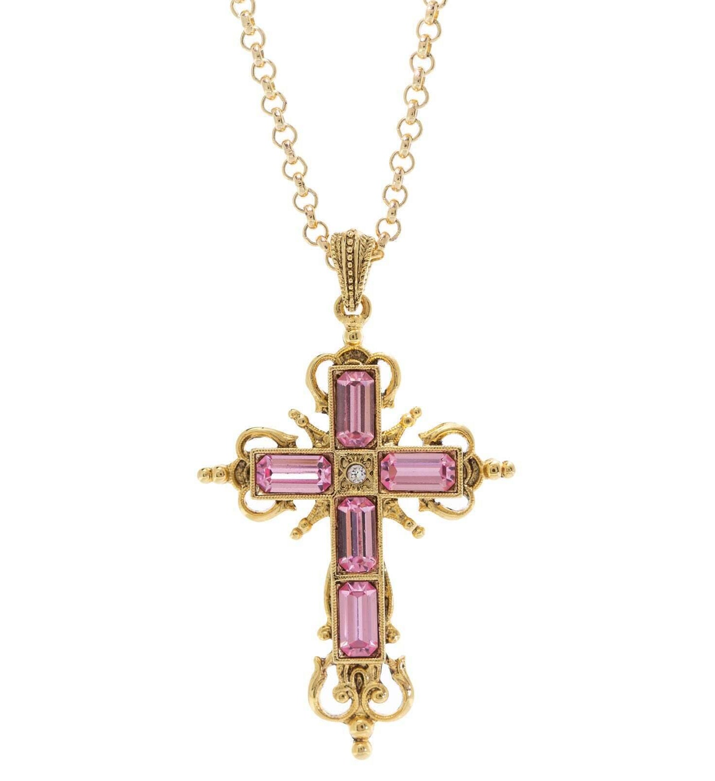 Symbols Of Faith Cavlariae Crystal Cross Pendant Necklace 18" + 3" Extender