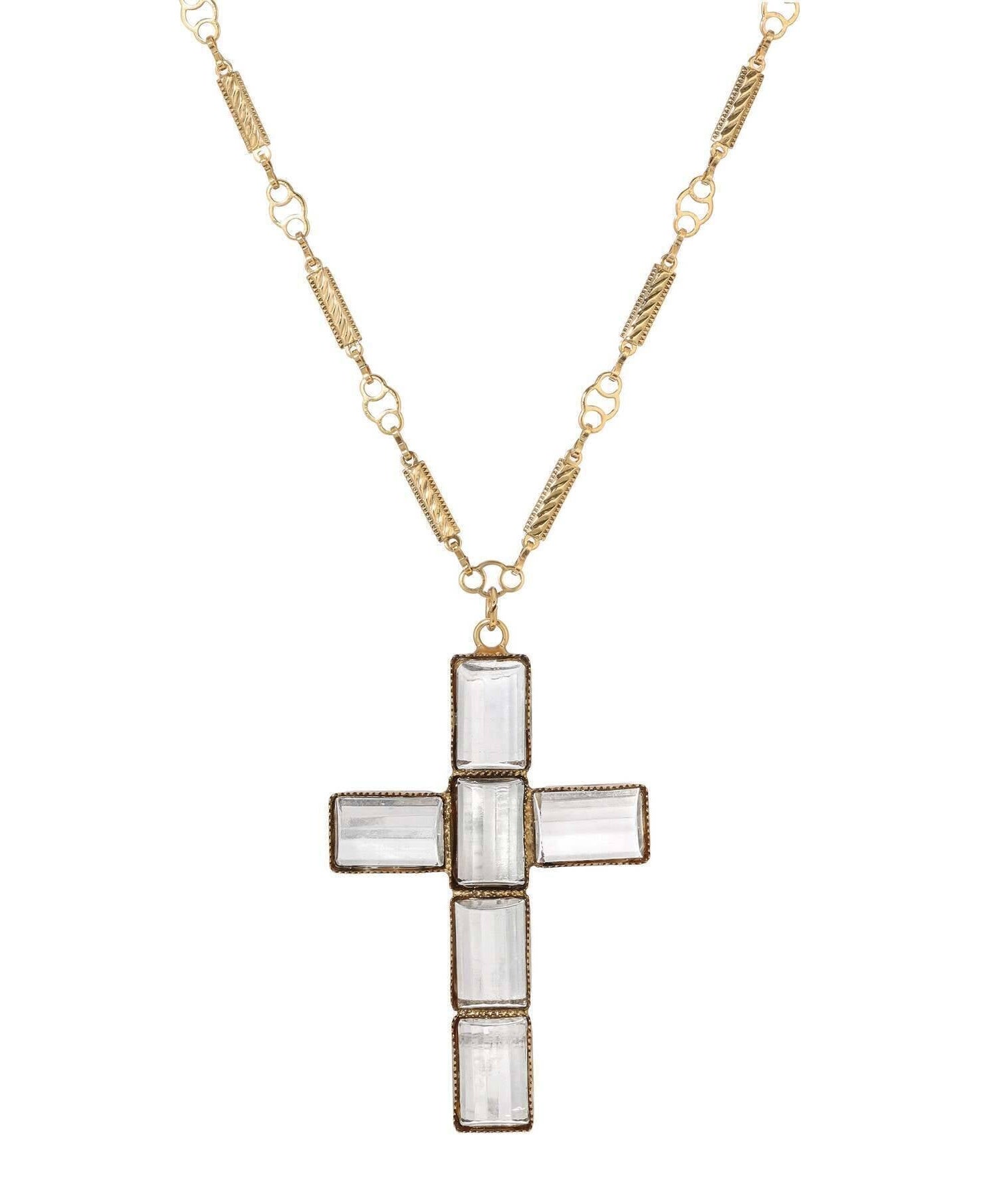 Symbols Of Faith Clear Crystal Cross Pendant Necklace 30"