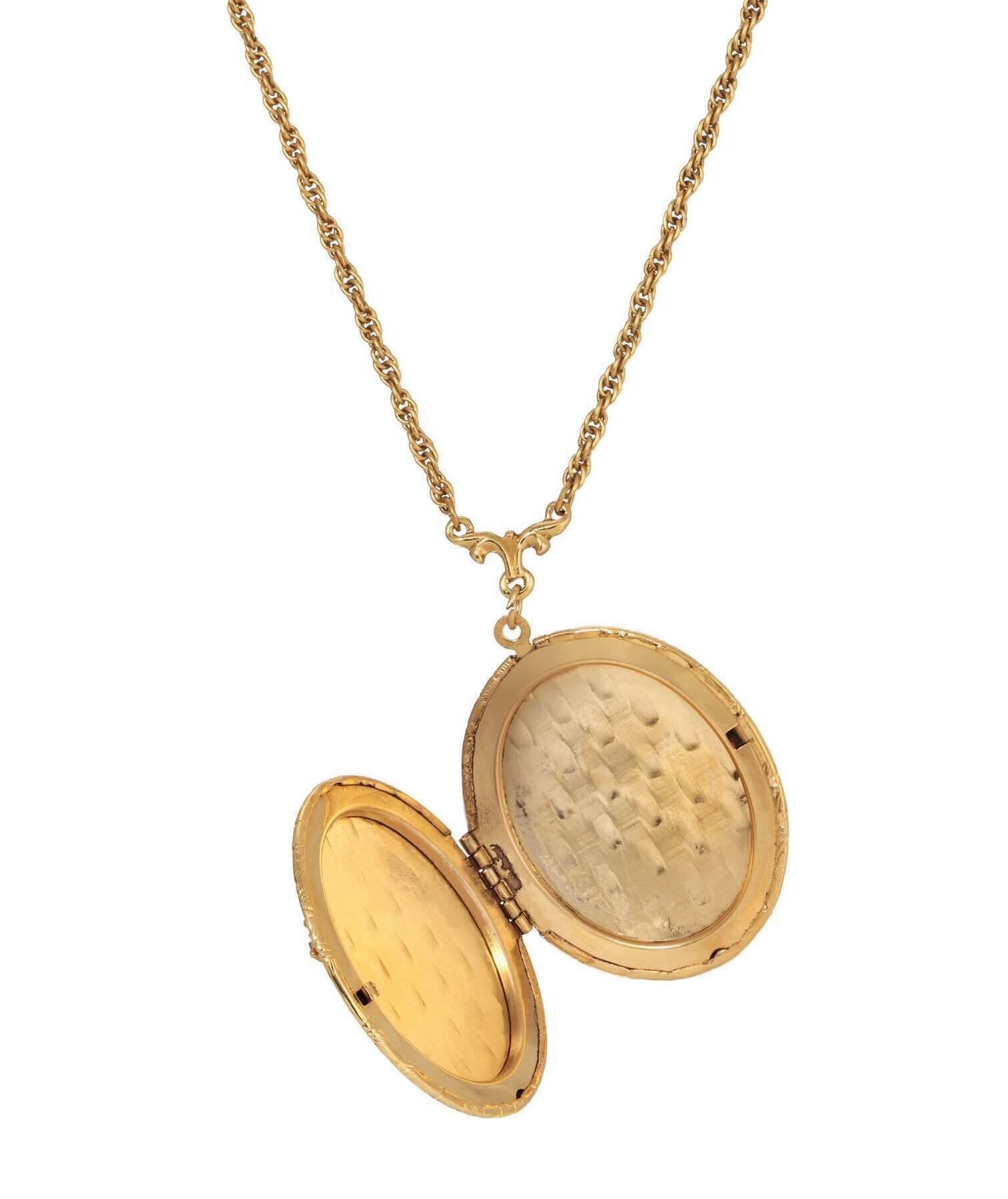 Symbols Of Faith Blue Enamel Cross Textured Oval Locket Necklace 28"L