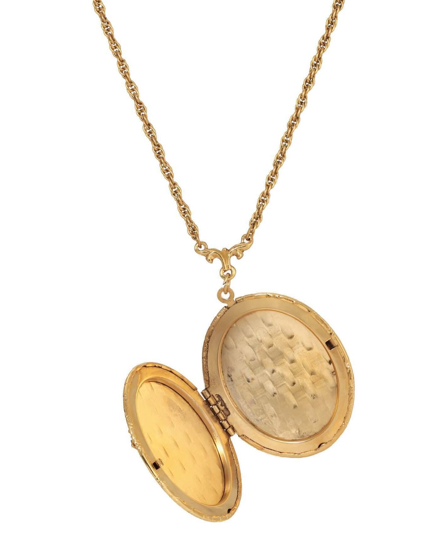 Symbols Of Faith Blue Enamel Cross Textured Oval Locket Necklace 28"L