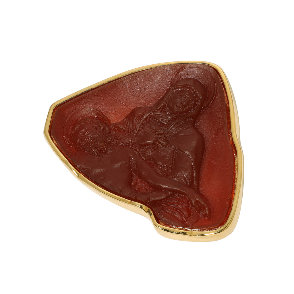 Symbols Of Faith Pietà Inspired Devine Embrace Carnelian Red Stone Pin