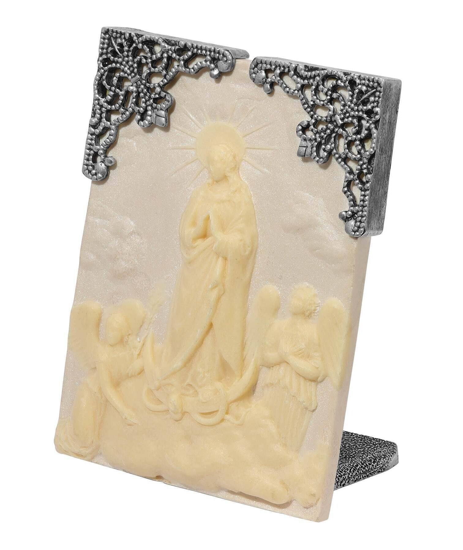 Symbols Of Faith St. Mary & Angles Ivory Cameo Tabletop Decor Plaque