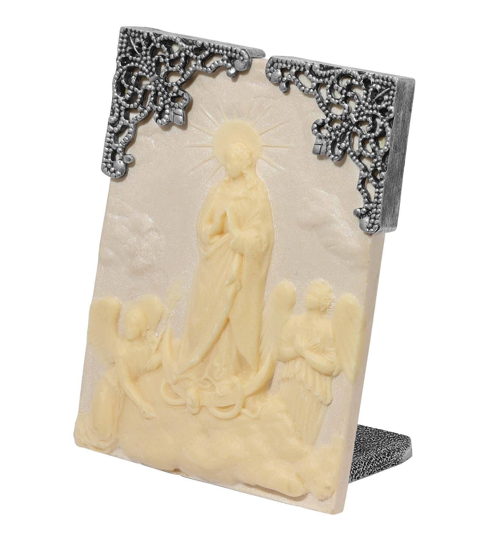 Symbols Of Faith St. Mary & Angles Ivory Cameo Tabletop Decor Plaque