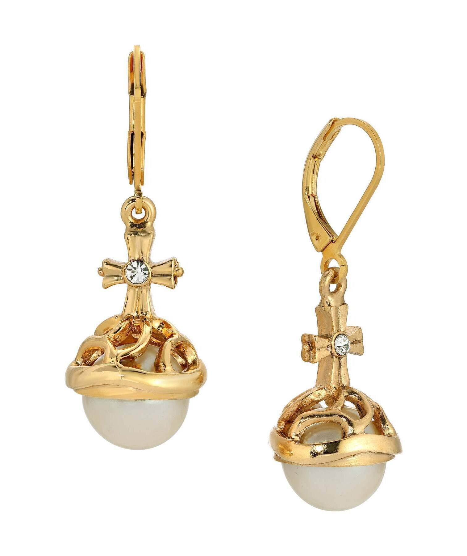 Symbols Of Faith Globus Cruciger Inspired Drop Earrings