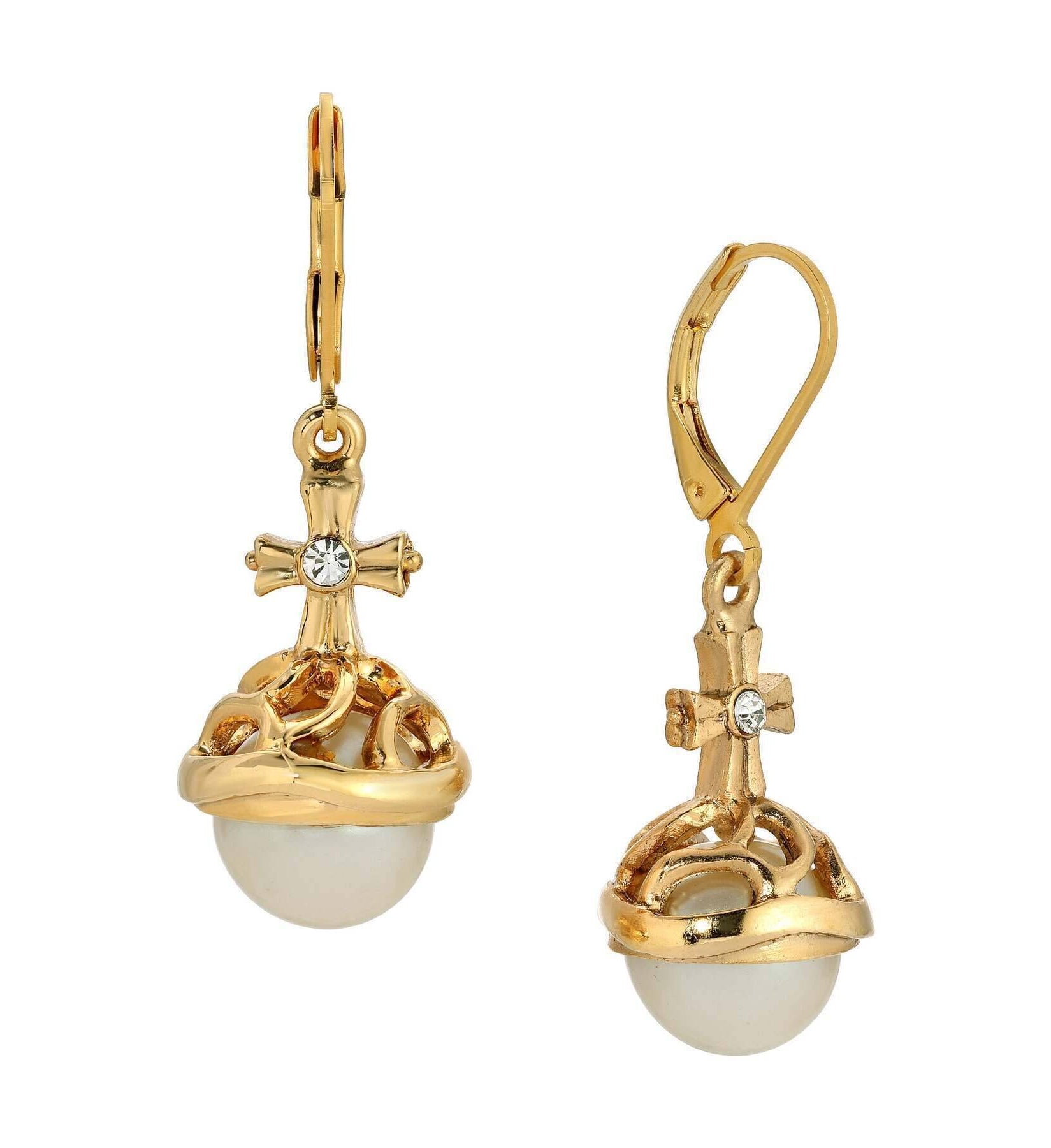 Symbols Of Faith Globus Cruciger Inspired Drop Earrings