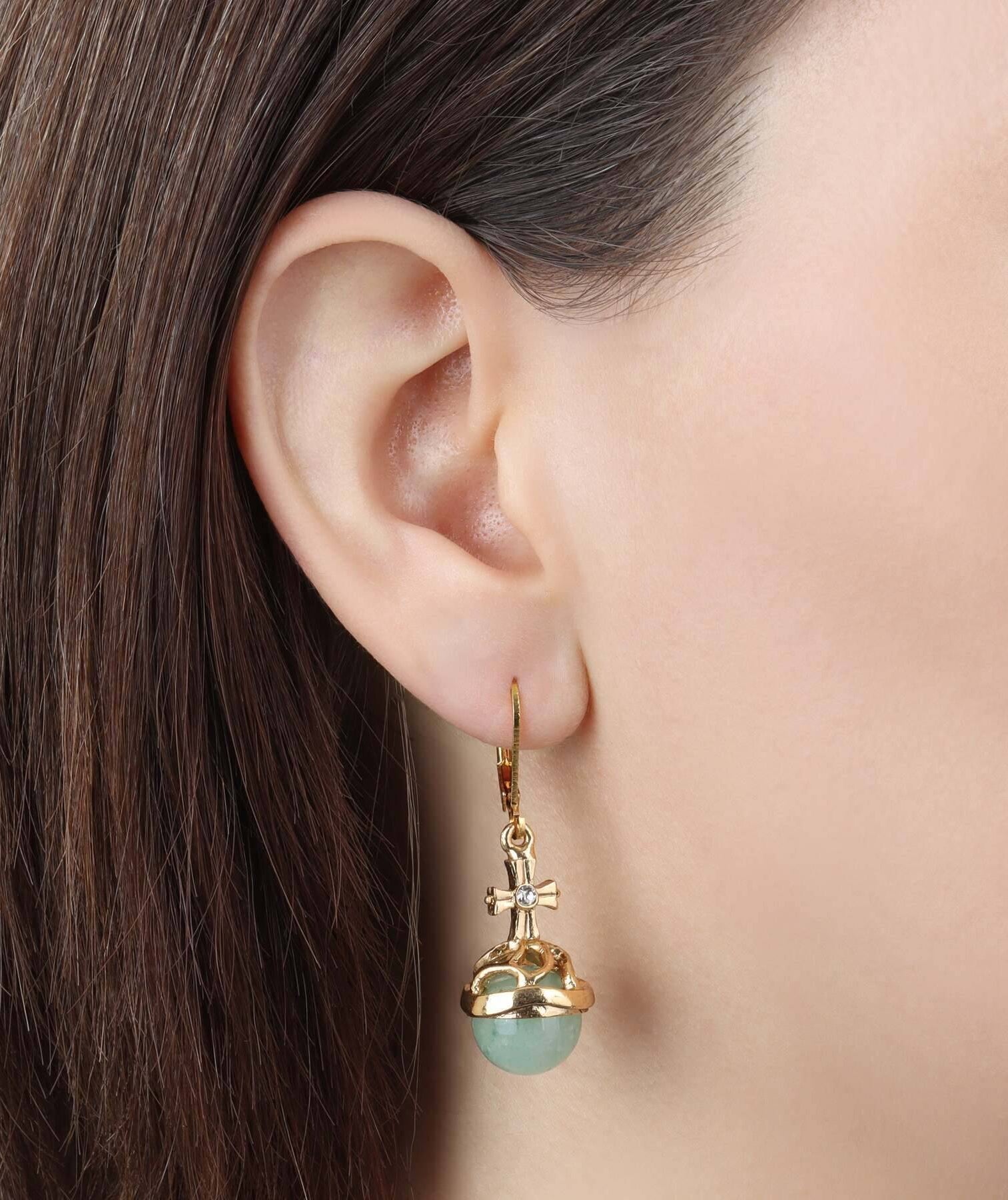 Symbols Of Faith Globus Cruciger Inspired Drop Earrings