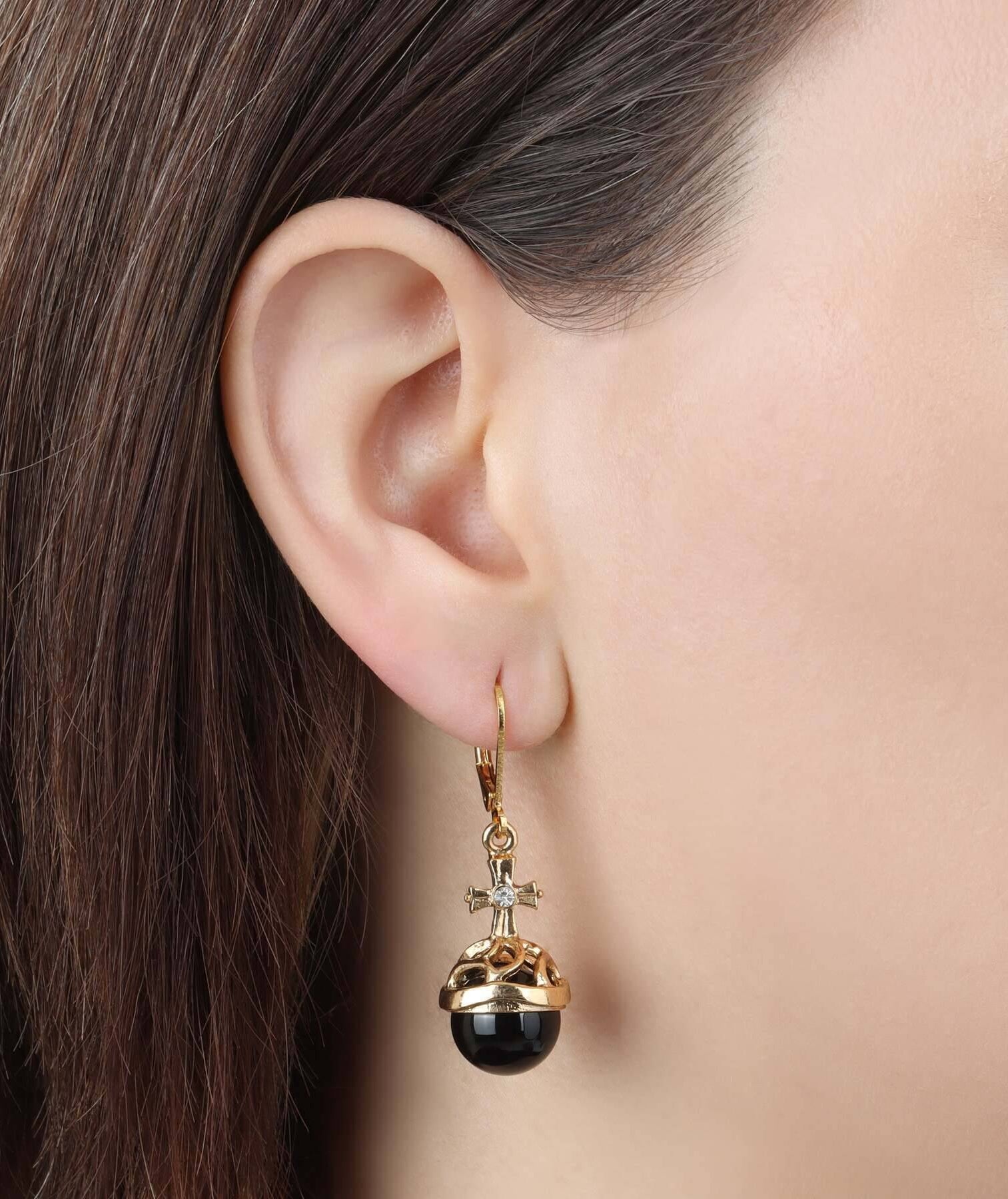 Symbols Of Faith Globus Cruciger Inspired Drop Earrings