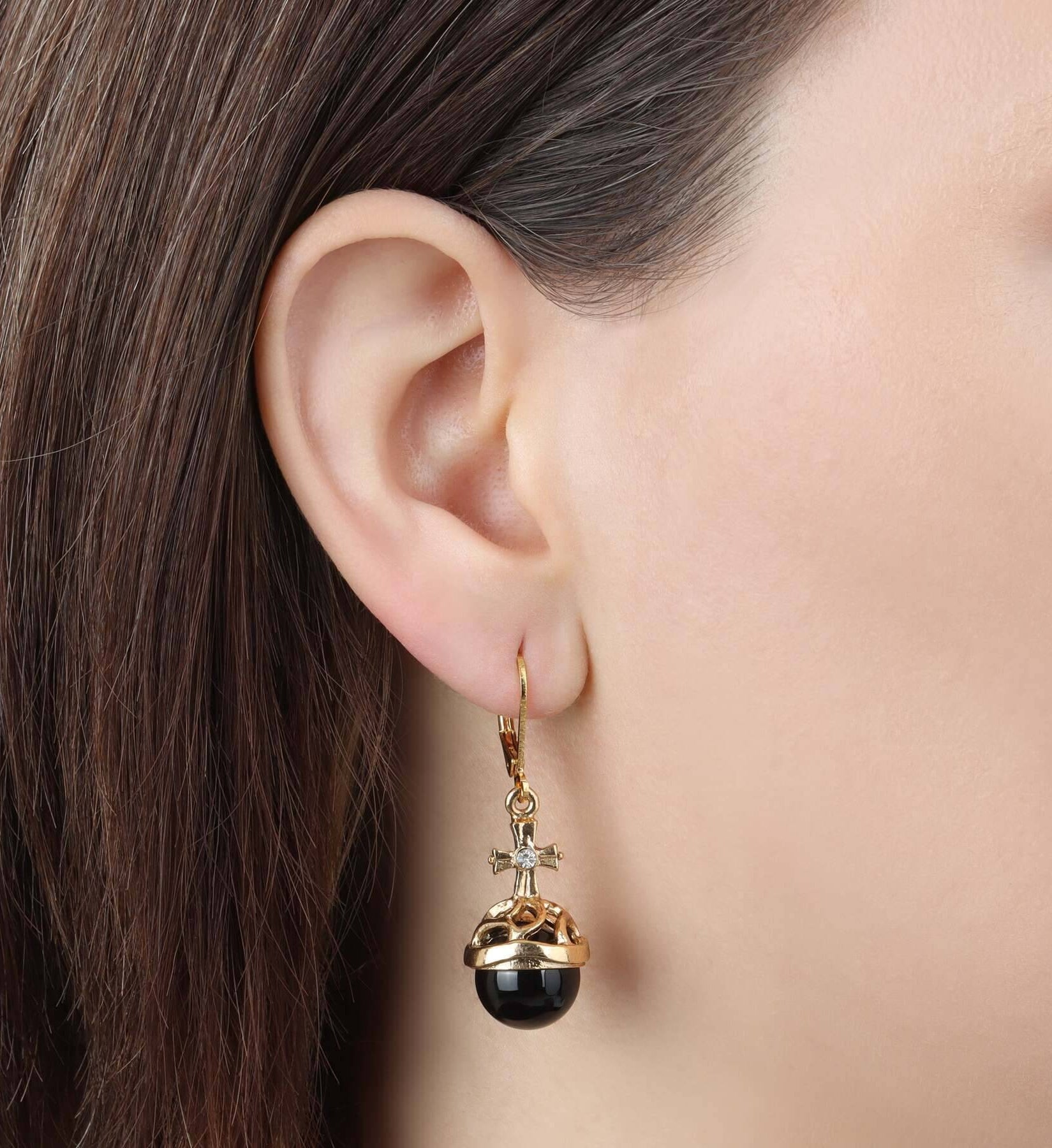 Symbols Of Faith Globus Cruciger Inspired Drop Earrings