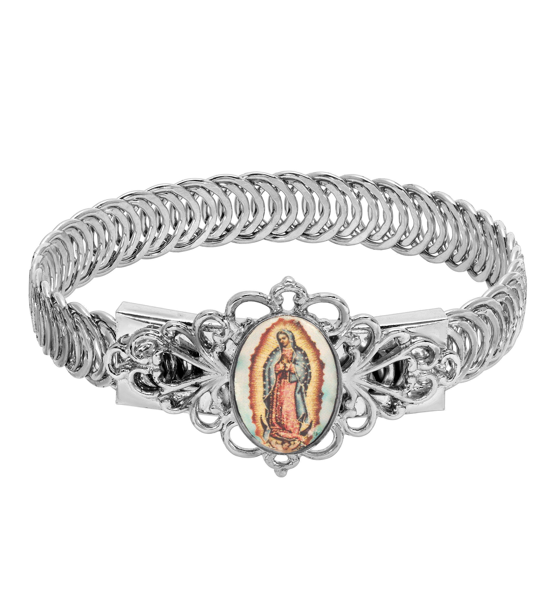 Symbols Of Faith Our Lady of Guadalupe Filigree Belt Bracelet