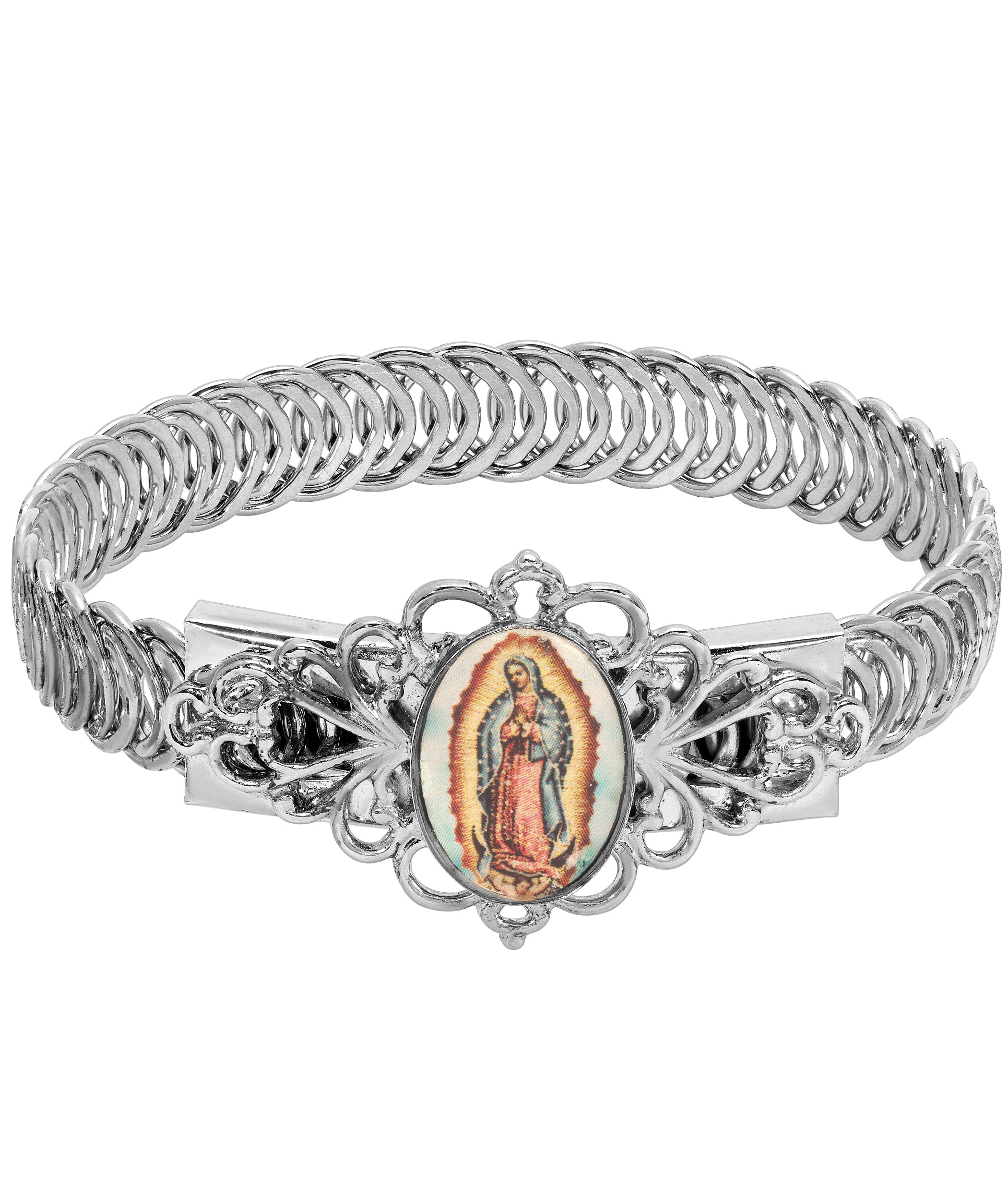 Symbols Of Faith Our Lady of Guadalupe Filigree Belt Bracelet