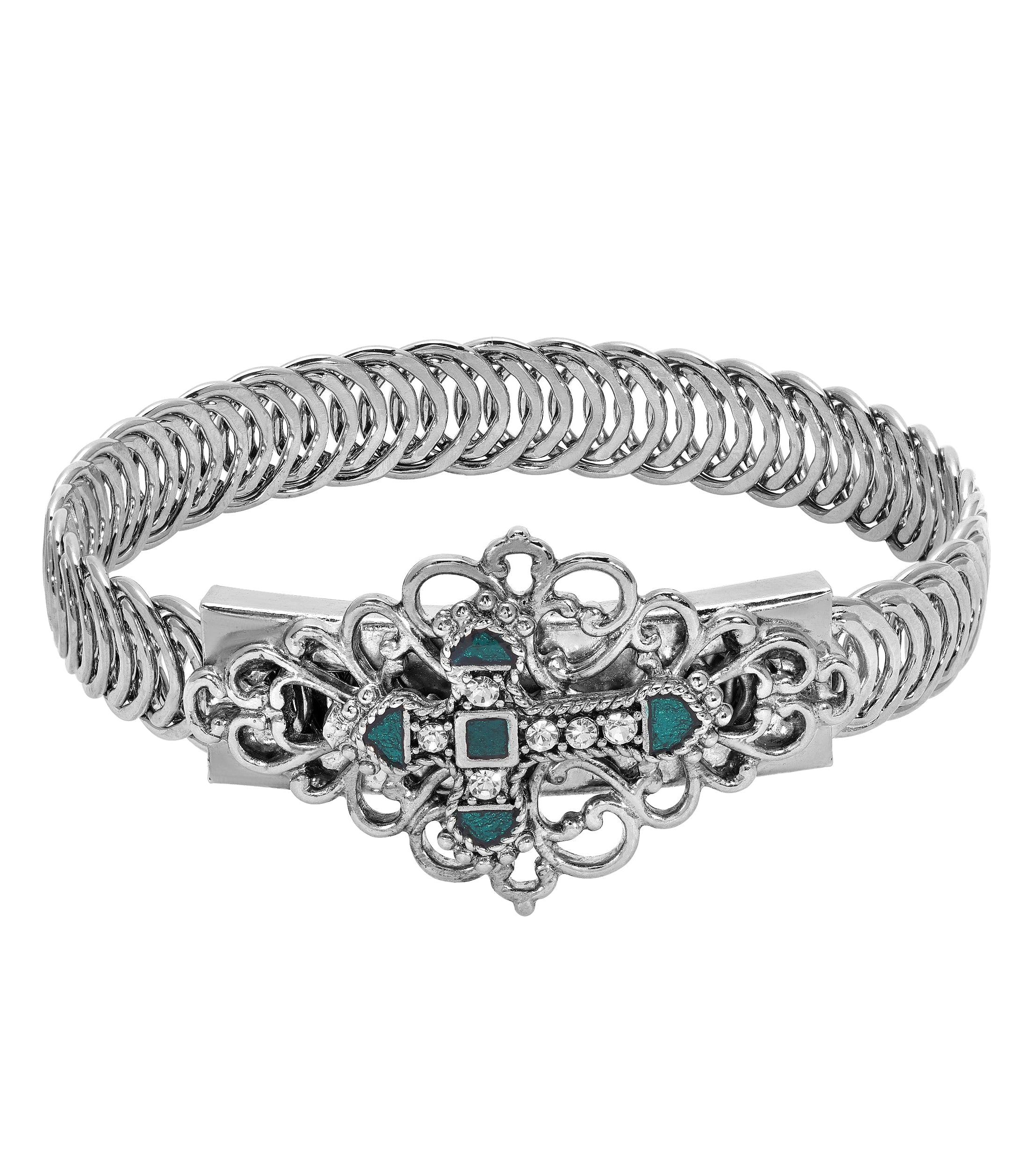 Symbols Of Faith Crystal Cross Filigree Belt Bracelet