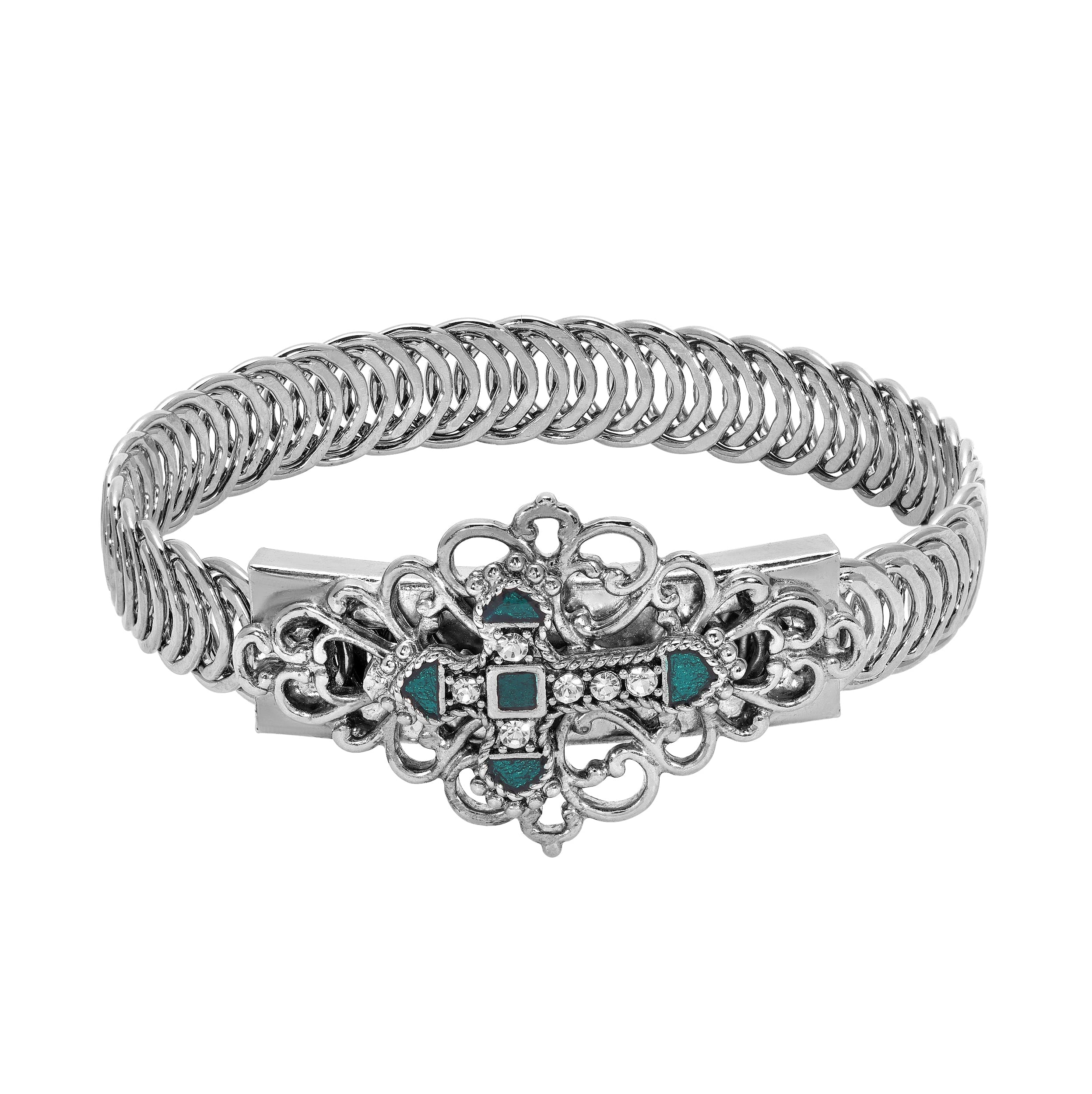 Symbols Of Faith Crystal Cross Filigree Belt Bracelet