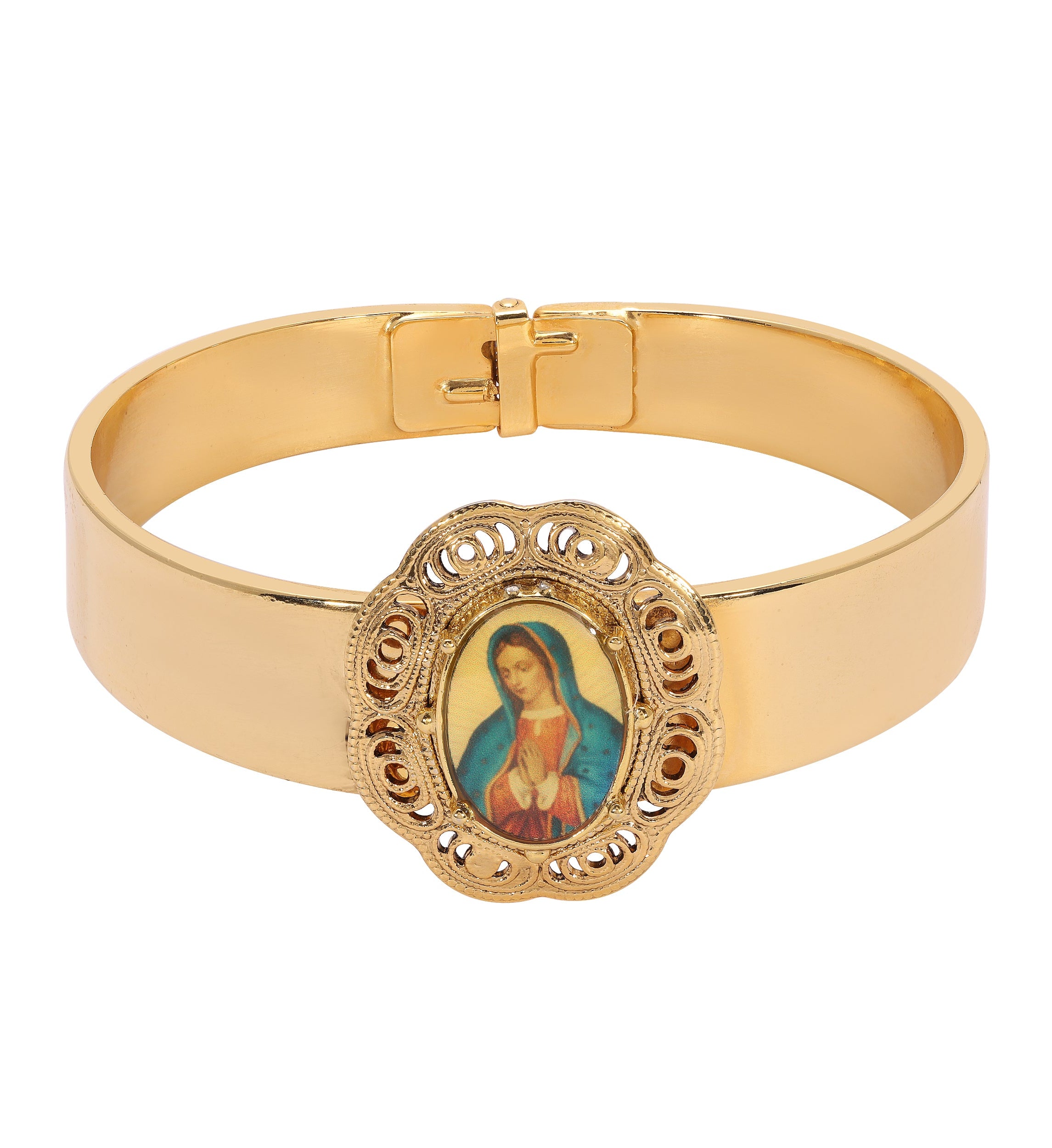 Symbols Of Faith Our Lady Of Guadalupe Gold Hinge Bracelet
