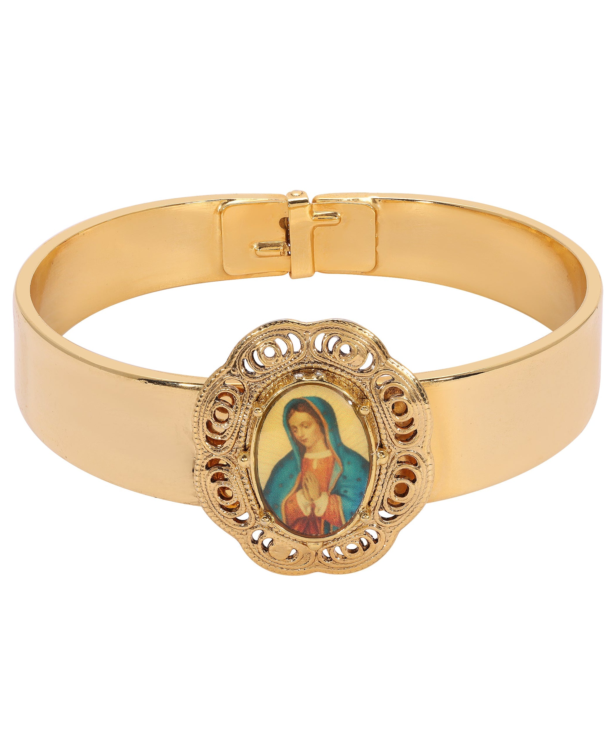 Symbols Of Faith Our Lady Of Guadalupe Gold Hinge Bracelet
