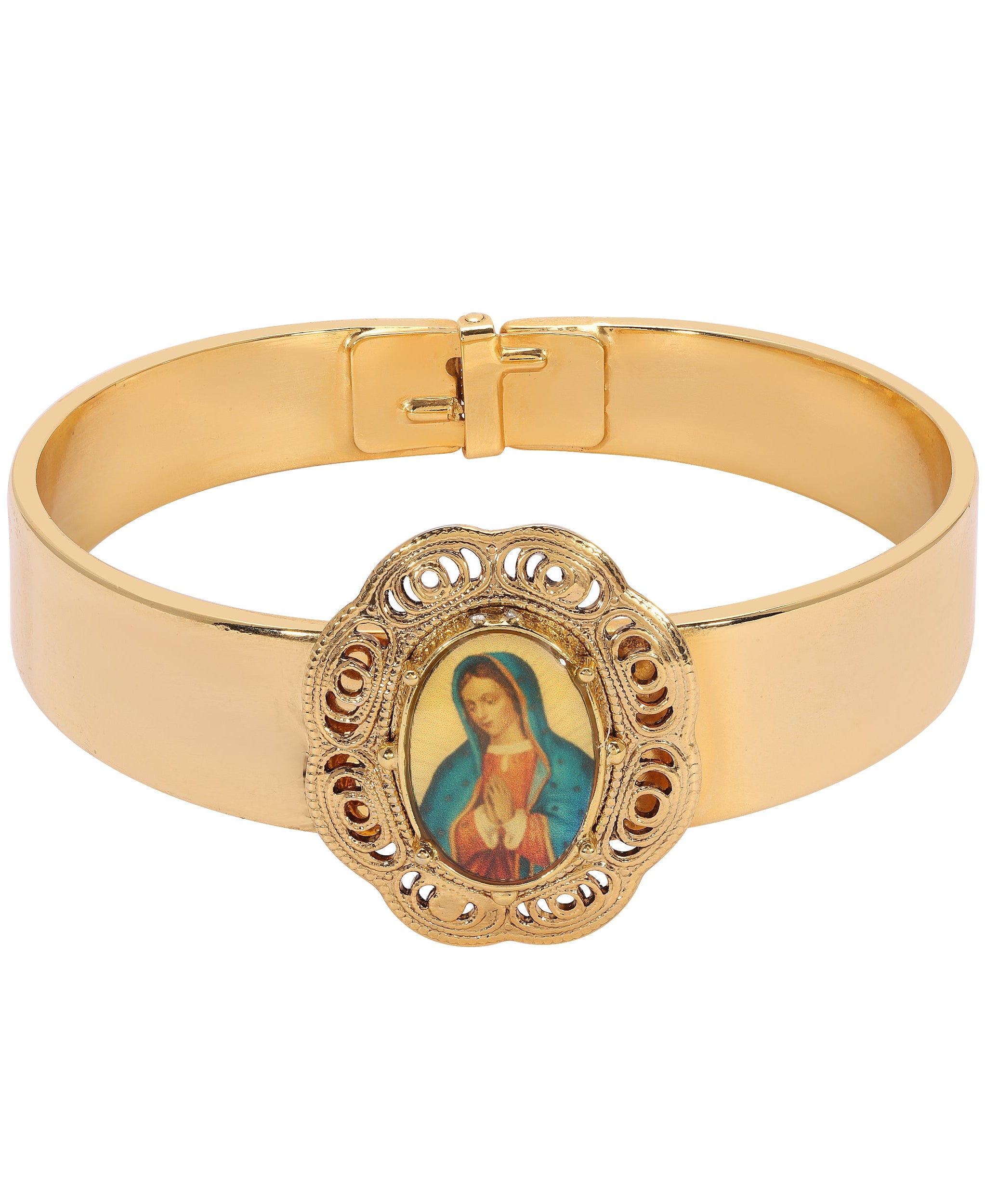 Symbols Of Faith Our Lady Of Guadalupe Gold Hinge Bracelet
