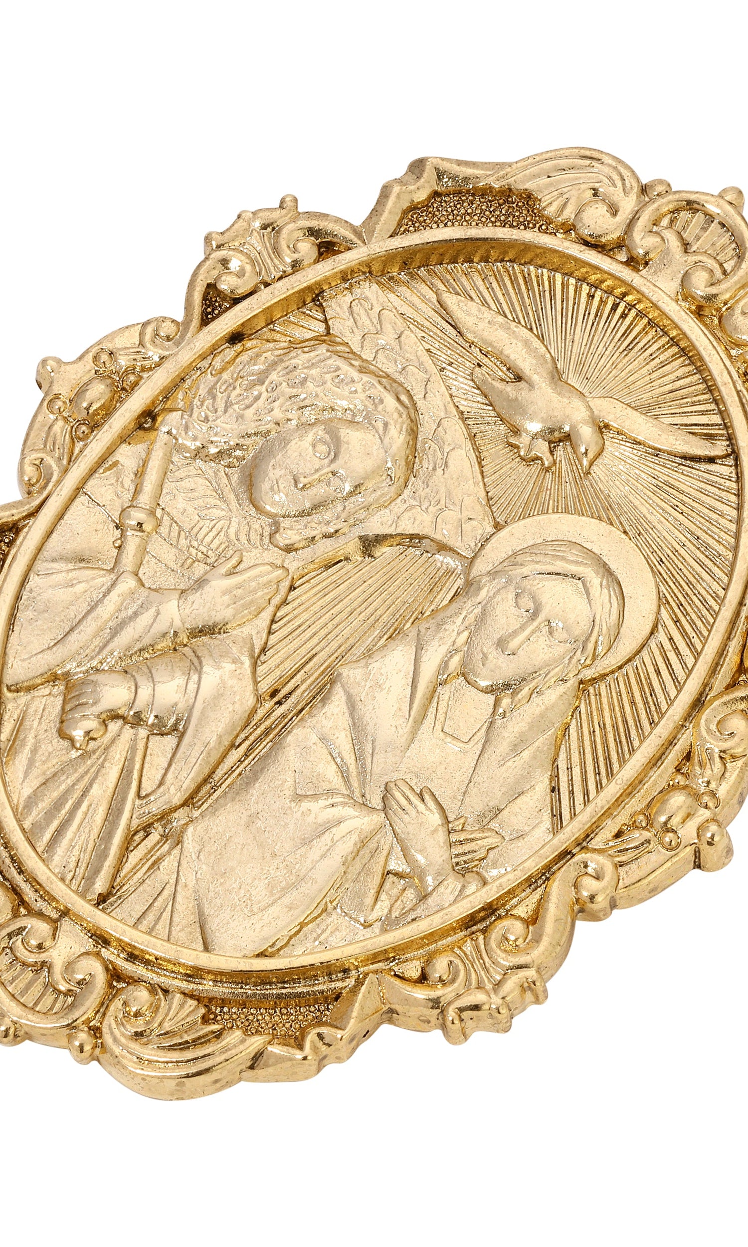 Symbols Of Faith Gold Oval Annunciation Brooch Pin