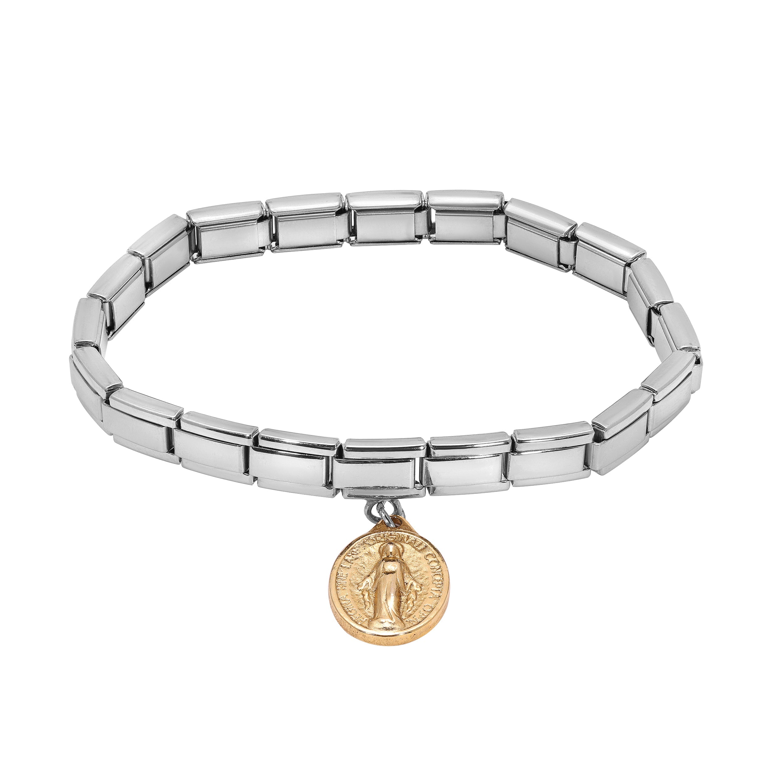 Symbols Of Faith Miraculous Medal Charm Stretch Bracelet