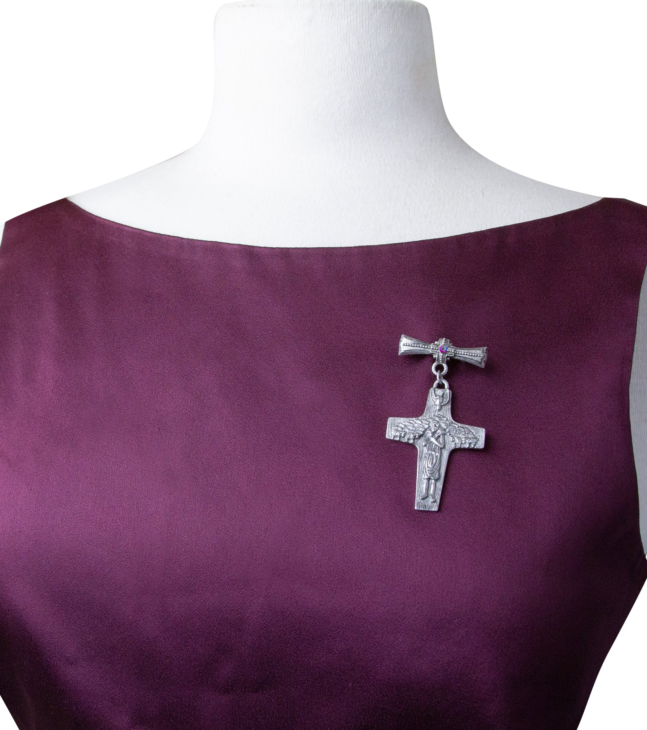 Symbols Of Faith The Good Shepherd Cross Red AB Crystal Pin