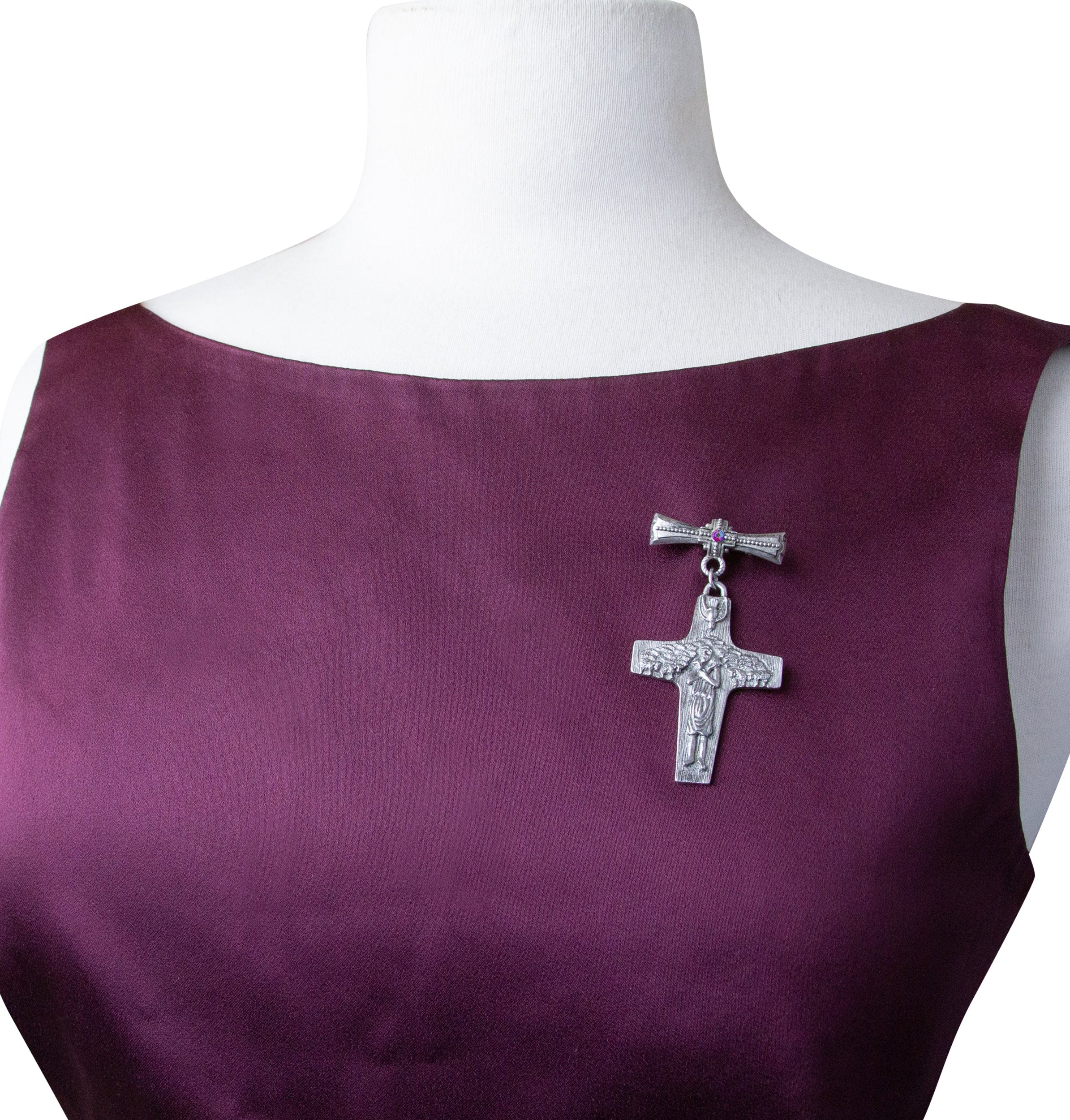 Symbols Of Faith The Good Shepherd Cross Red AB Crystal Pin