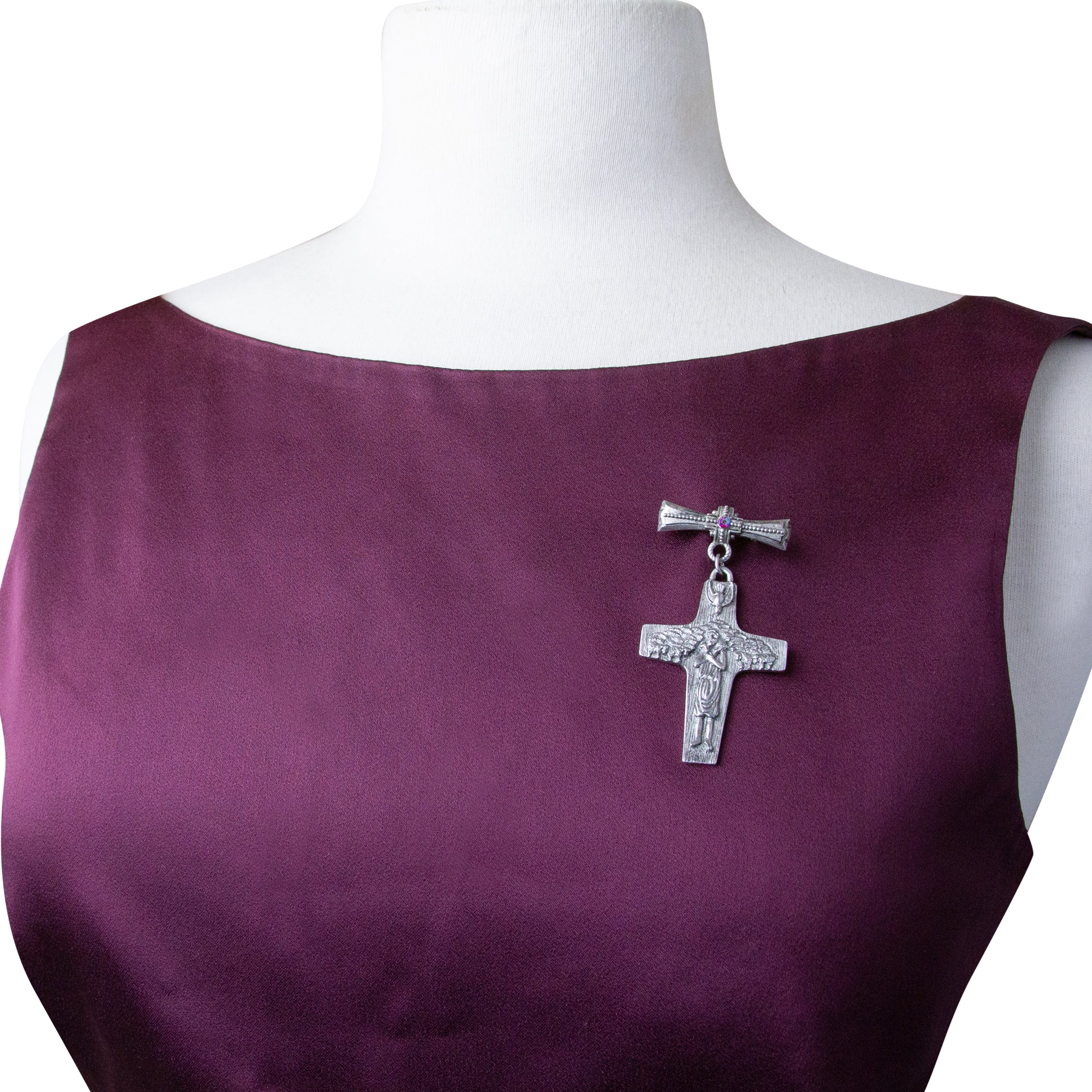 Symbols Of Faith The Good Shepherd Cross Red AB Crystal Pin