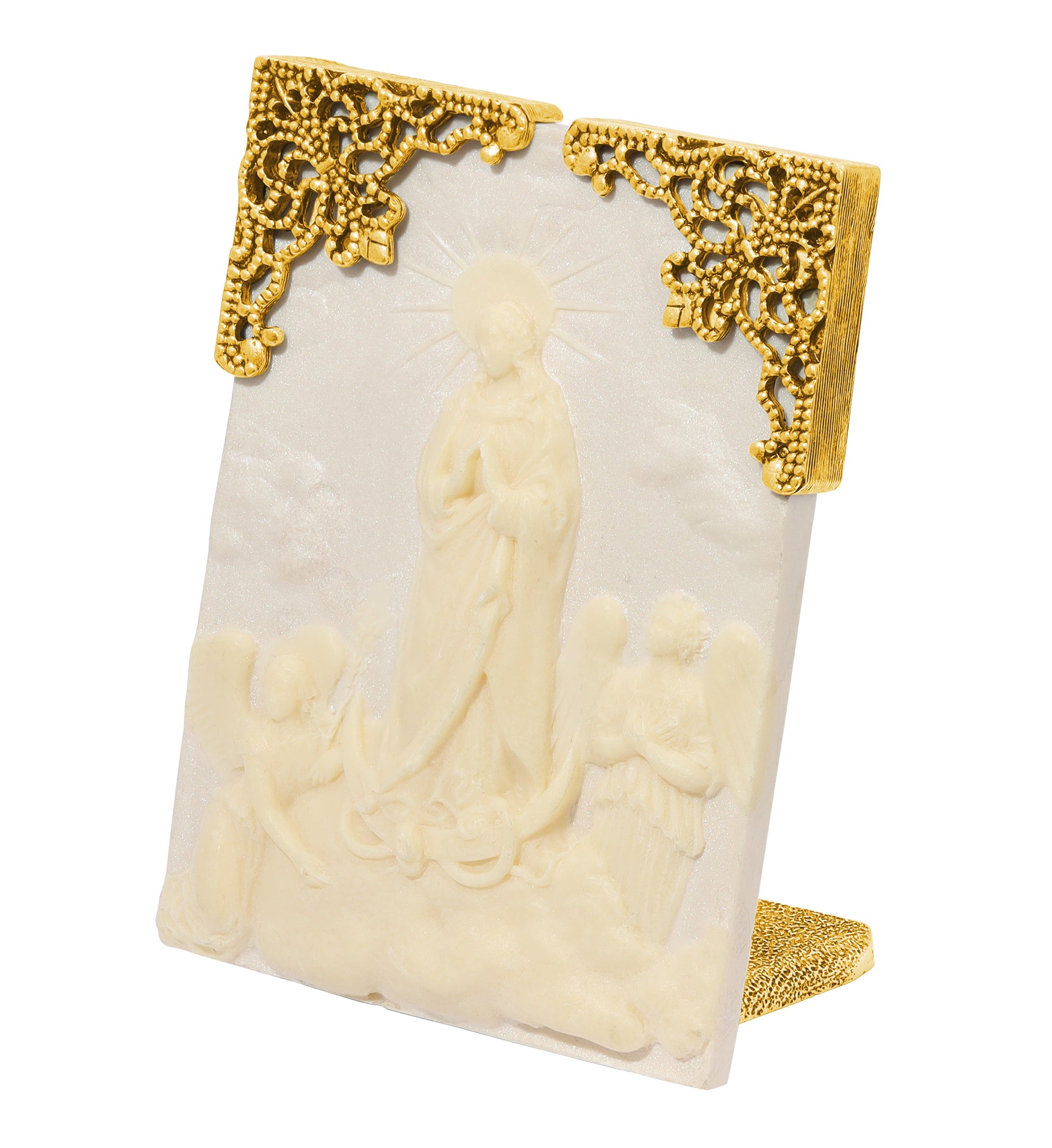 Symbols Of Faith St. Mary & Angles Ivory Cameo Tabletop Decor Plaque