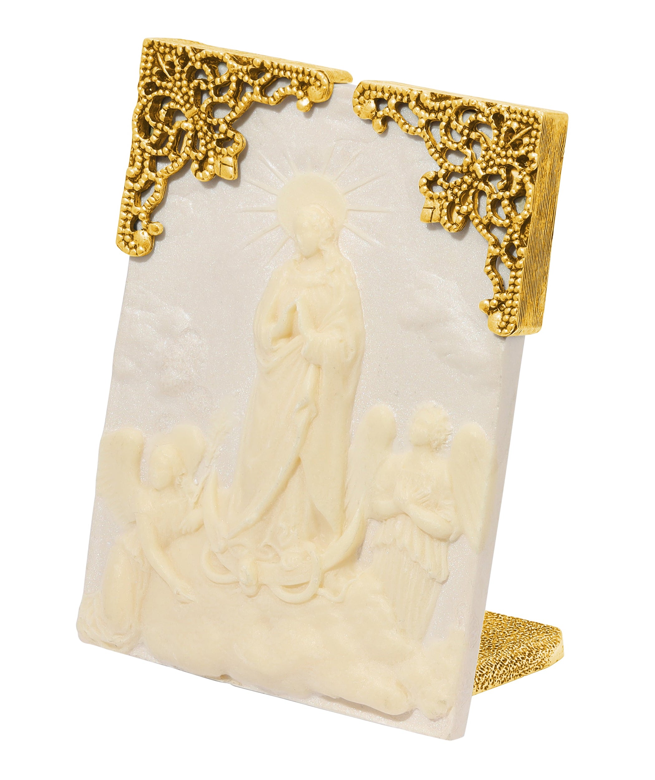 Symbols Of Faith St. Mary & Angles Ivory Cameo Tabletop Decor Plaque
