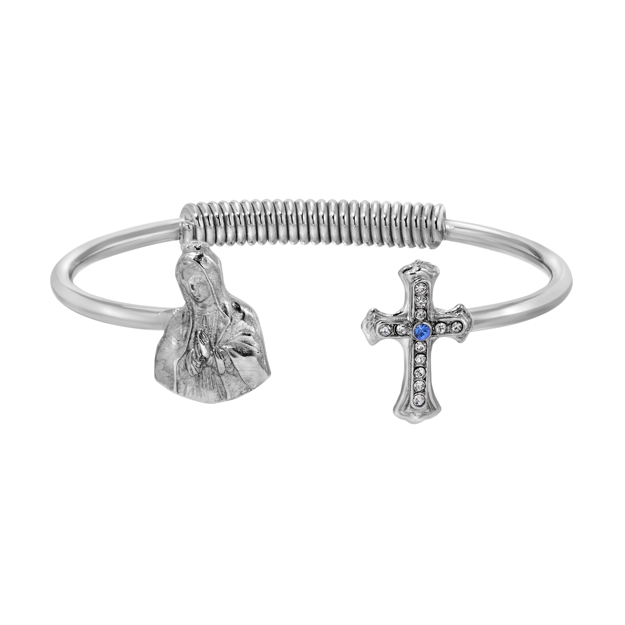 Virgin Mary & Cross Hinge Bracelet – 1928 Jewelry
