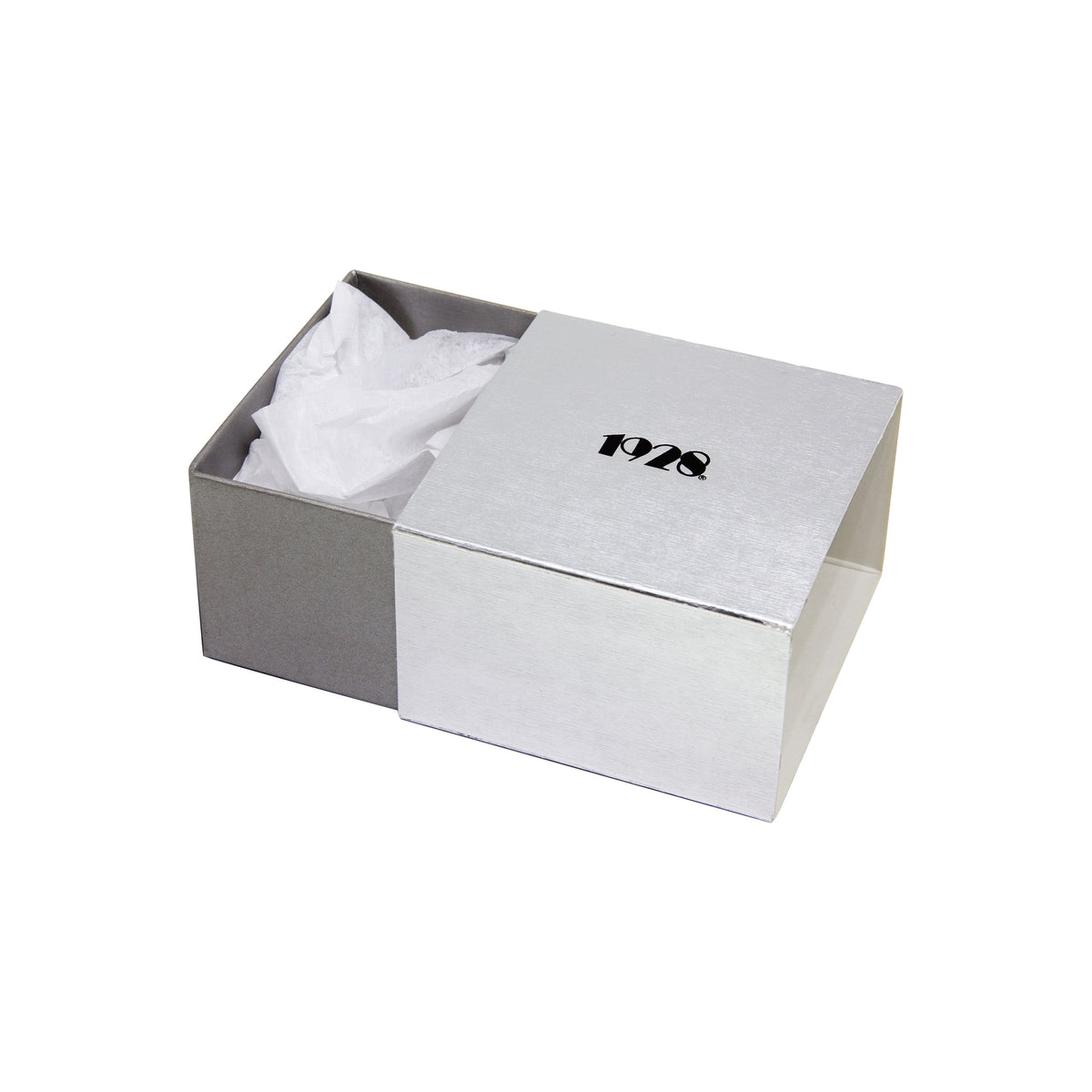 Half opened Silver & Black 1928 Jewelry Gift Box