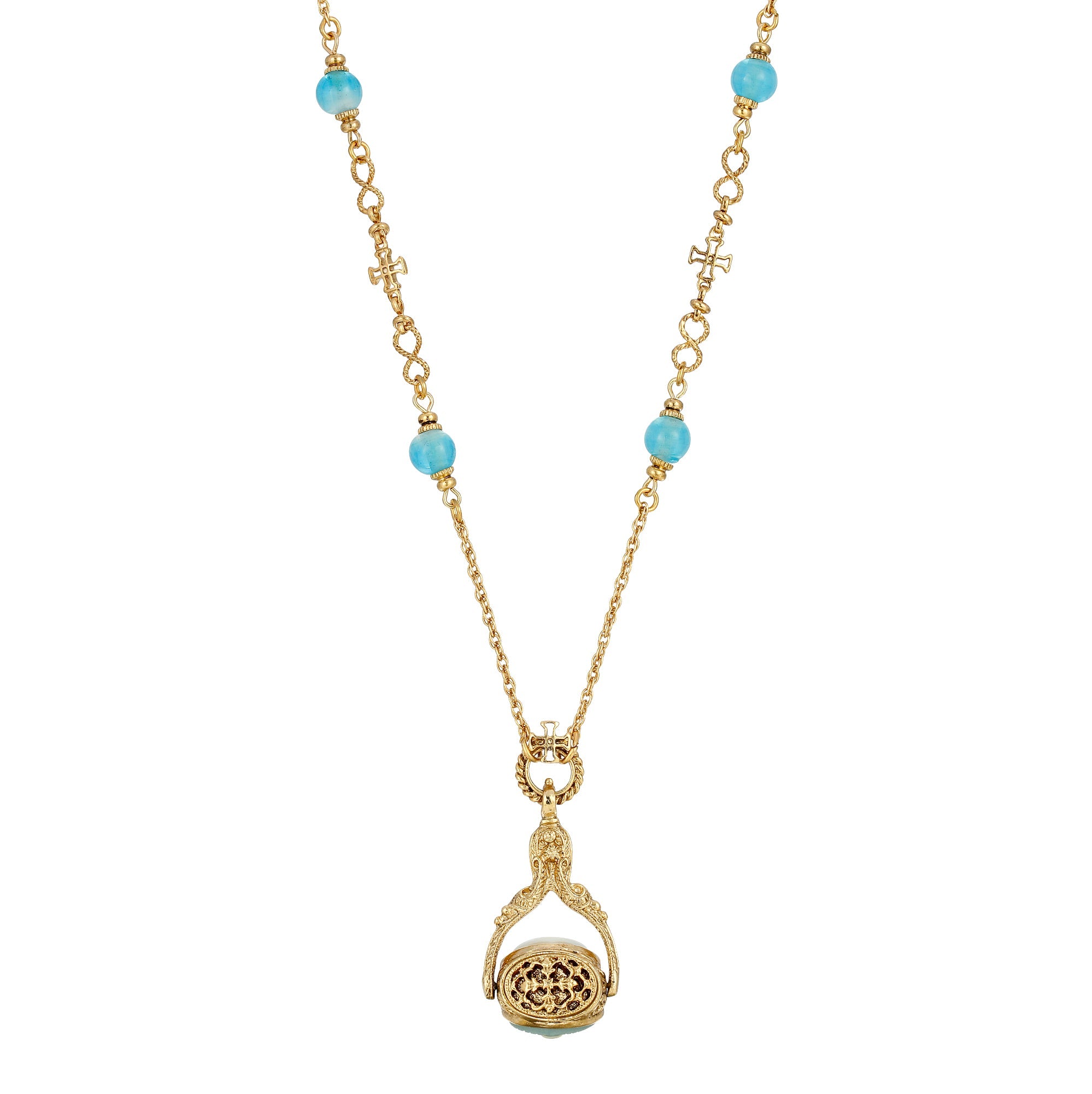 Symbols Of Faith Triple Spinner Madonna And Child Cameo Pendant Necklace 30"