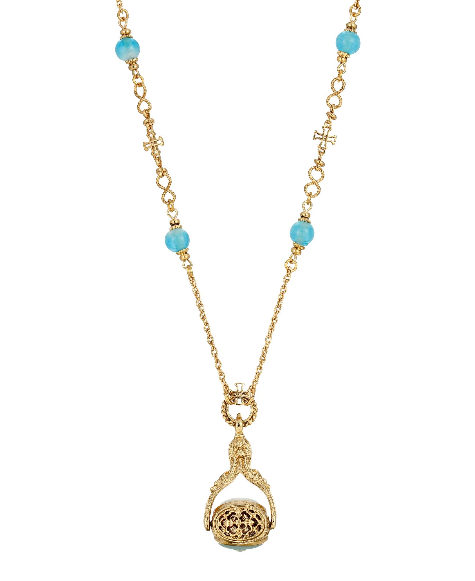 Symbols Of Faith Triple Spinner Madonna And Child Cameo Pendant Necklace 30"