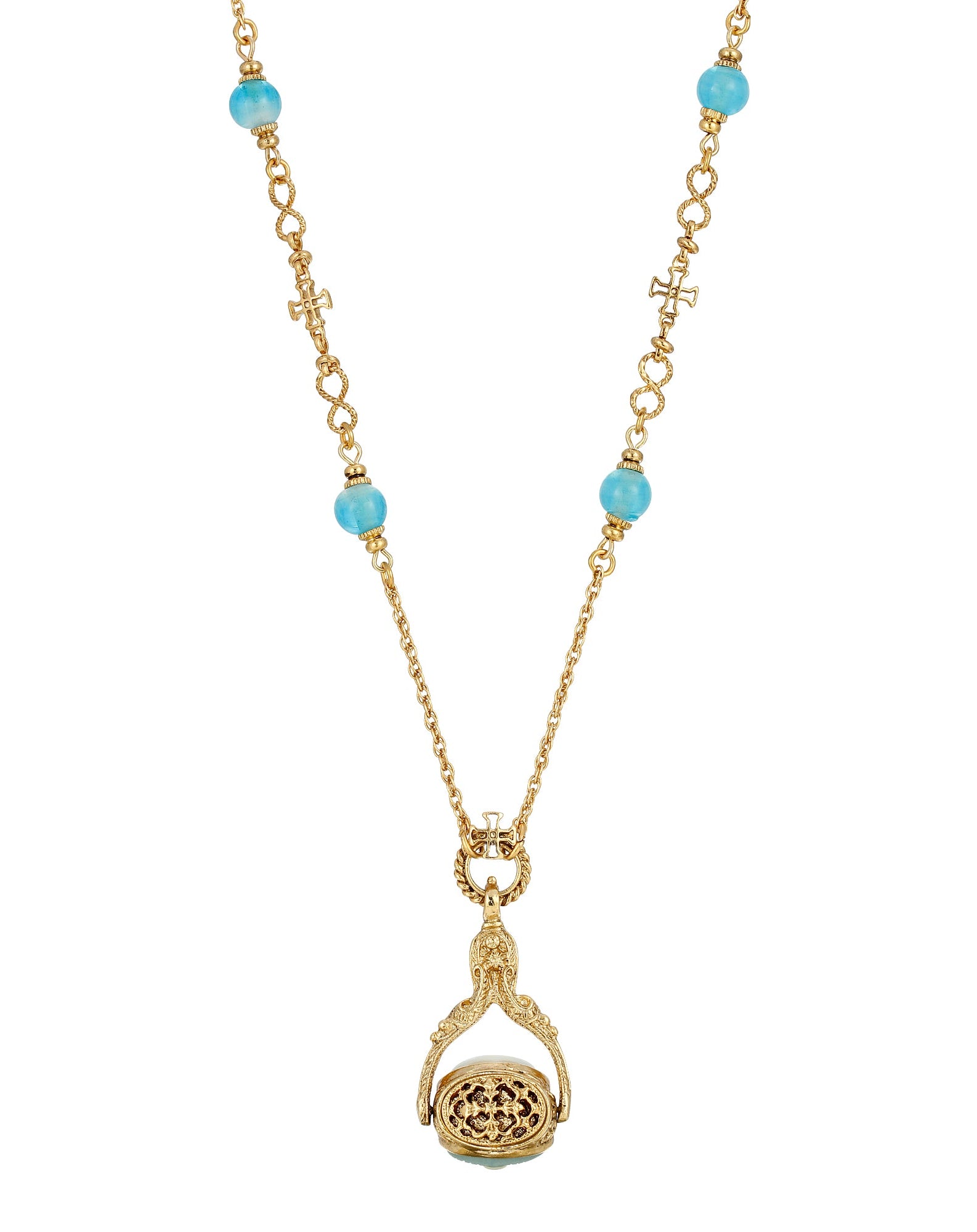 Symbols Of Faith Triple Spinner Madonna And Child Cameo Pendant Necklace 30"