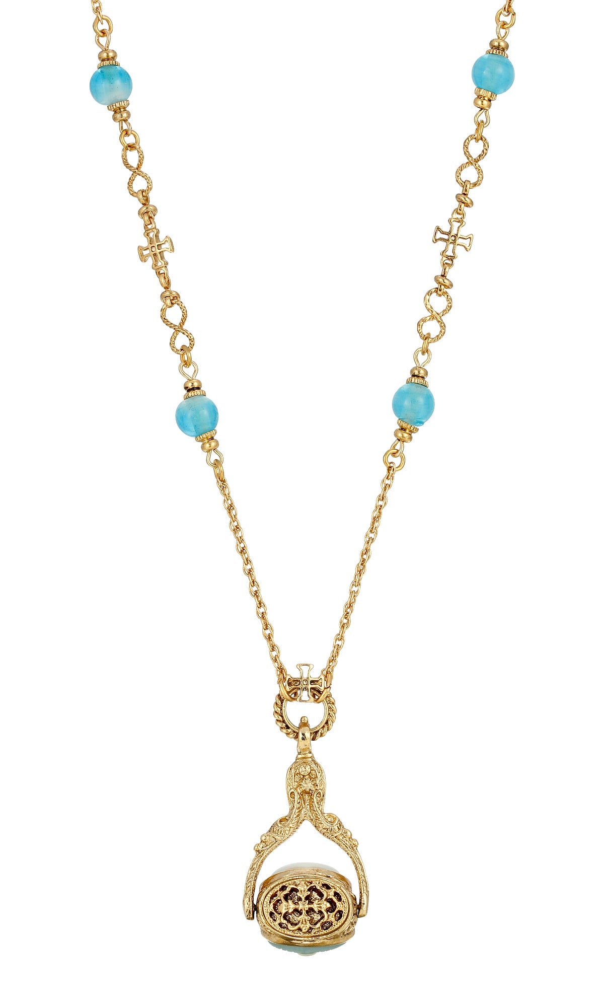 Symbols Of Faith Triple Spinner Madonna And Child Cameo Pendant Necklace 30"