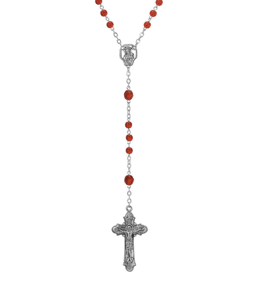 Symbols Of Faith Beaded Crucifix Rosary Necklace