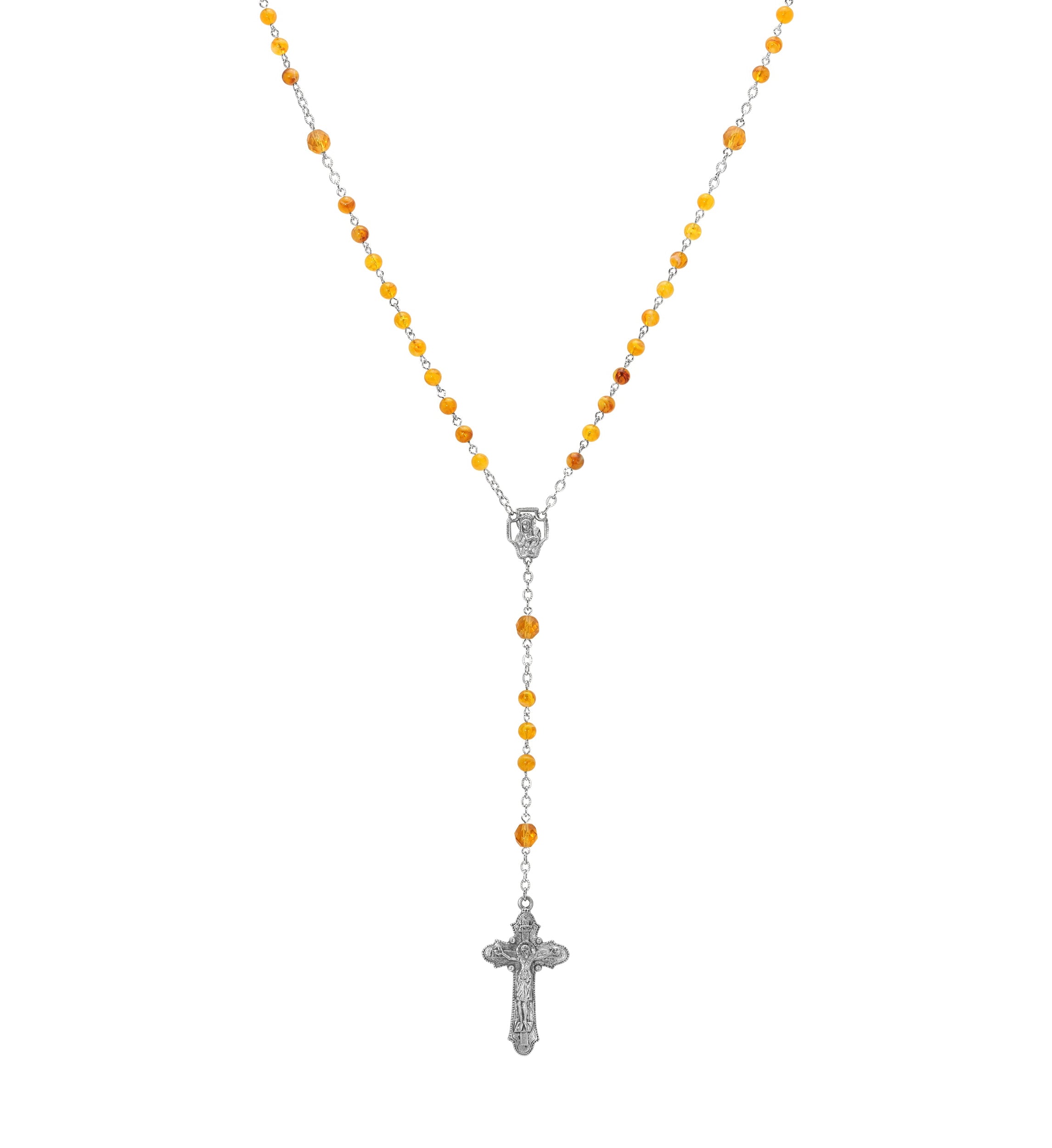 Symbols Of Faith Beaded Crucifix Rosary Necklace