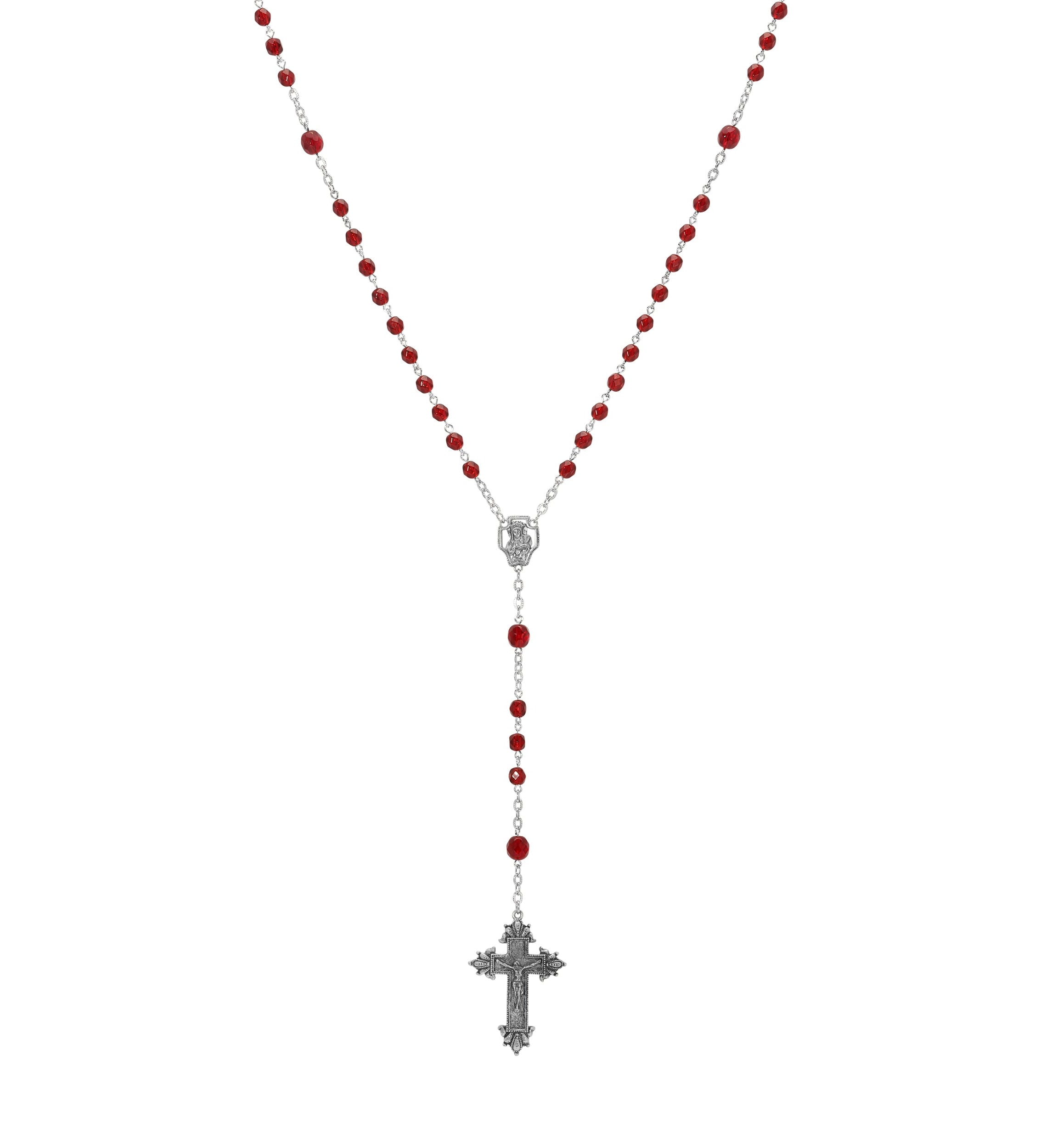 Symbols Of Faith Beaded Crucifix Rosary Necklace
